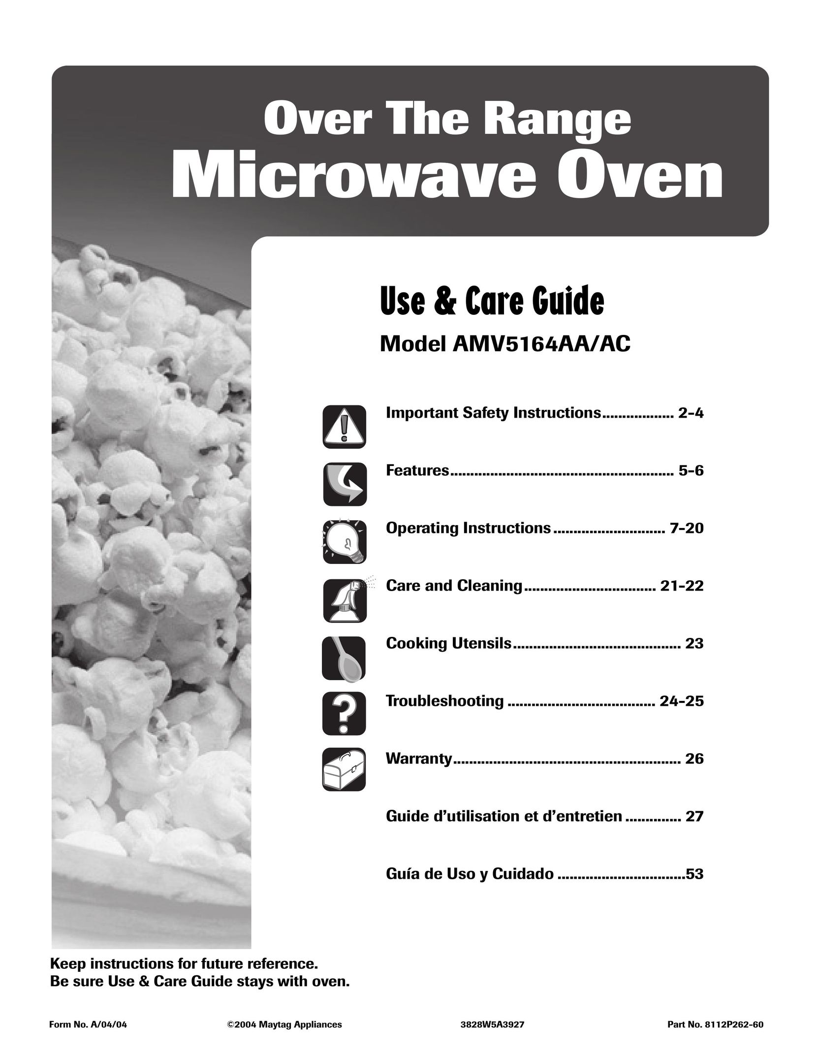 Maytag AMV5164AC Microwave Oven User Manual