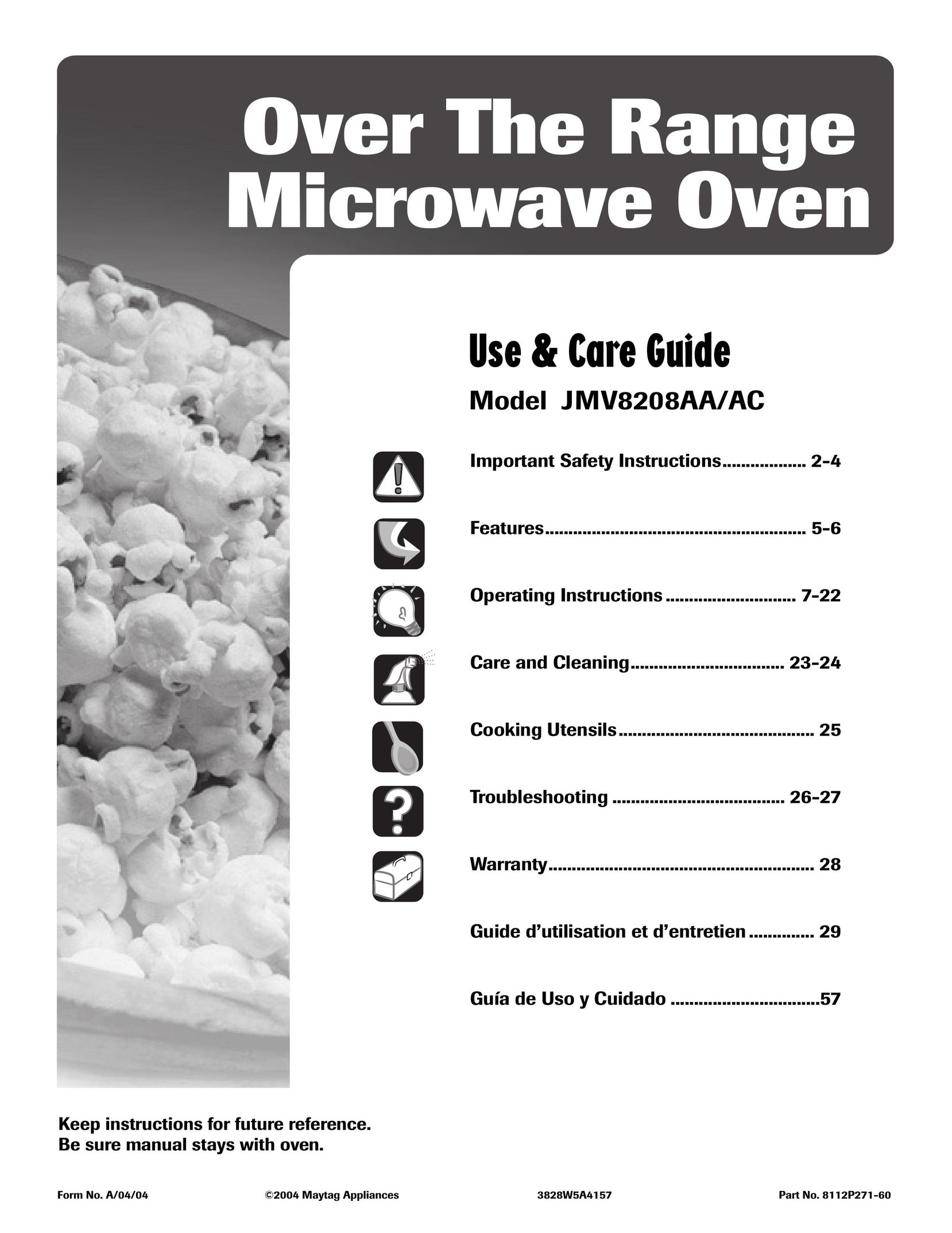 Maytag JMV8208AA/AC Microwave Oven User Manual