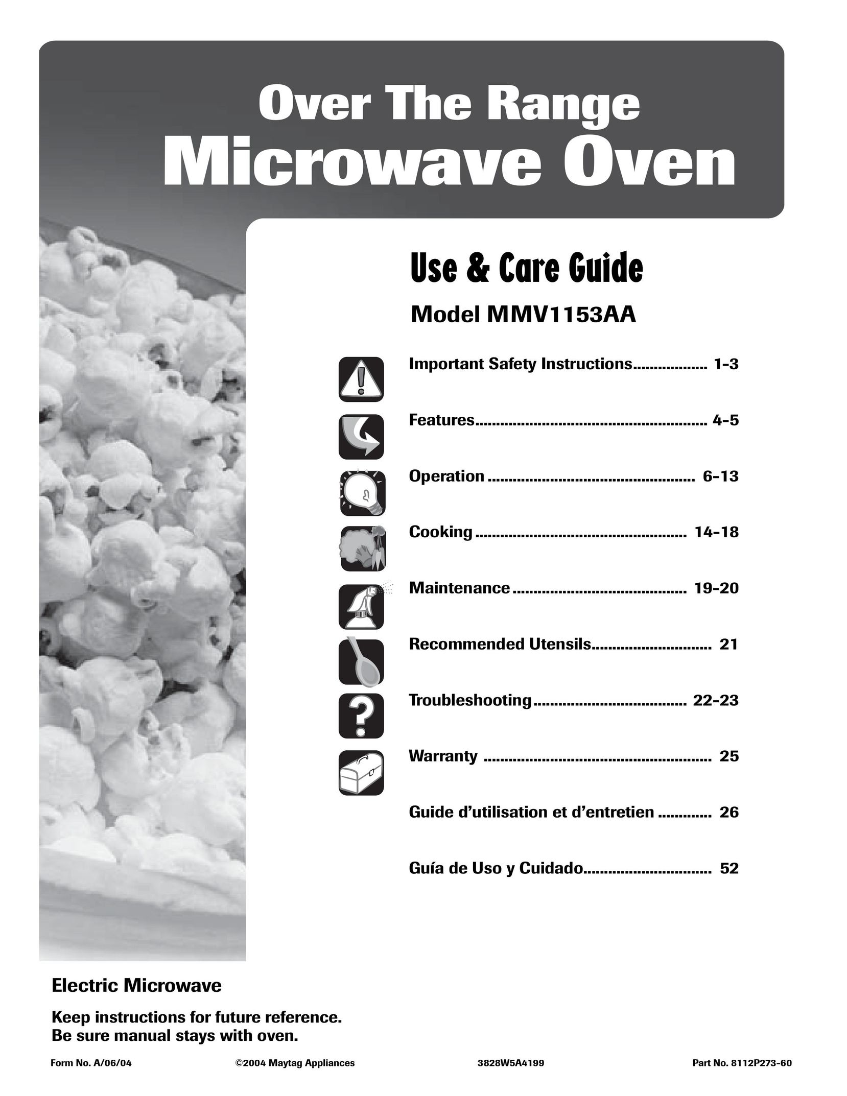 Maytag MMV1153AA Microwave Oven User Manual
