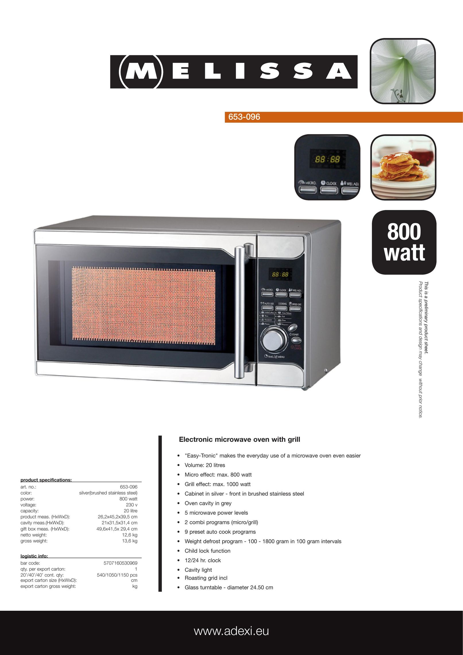 Melissa 653-096 Microwave Oven User Manual