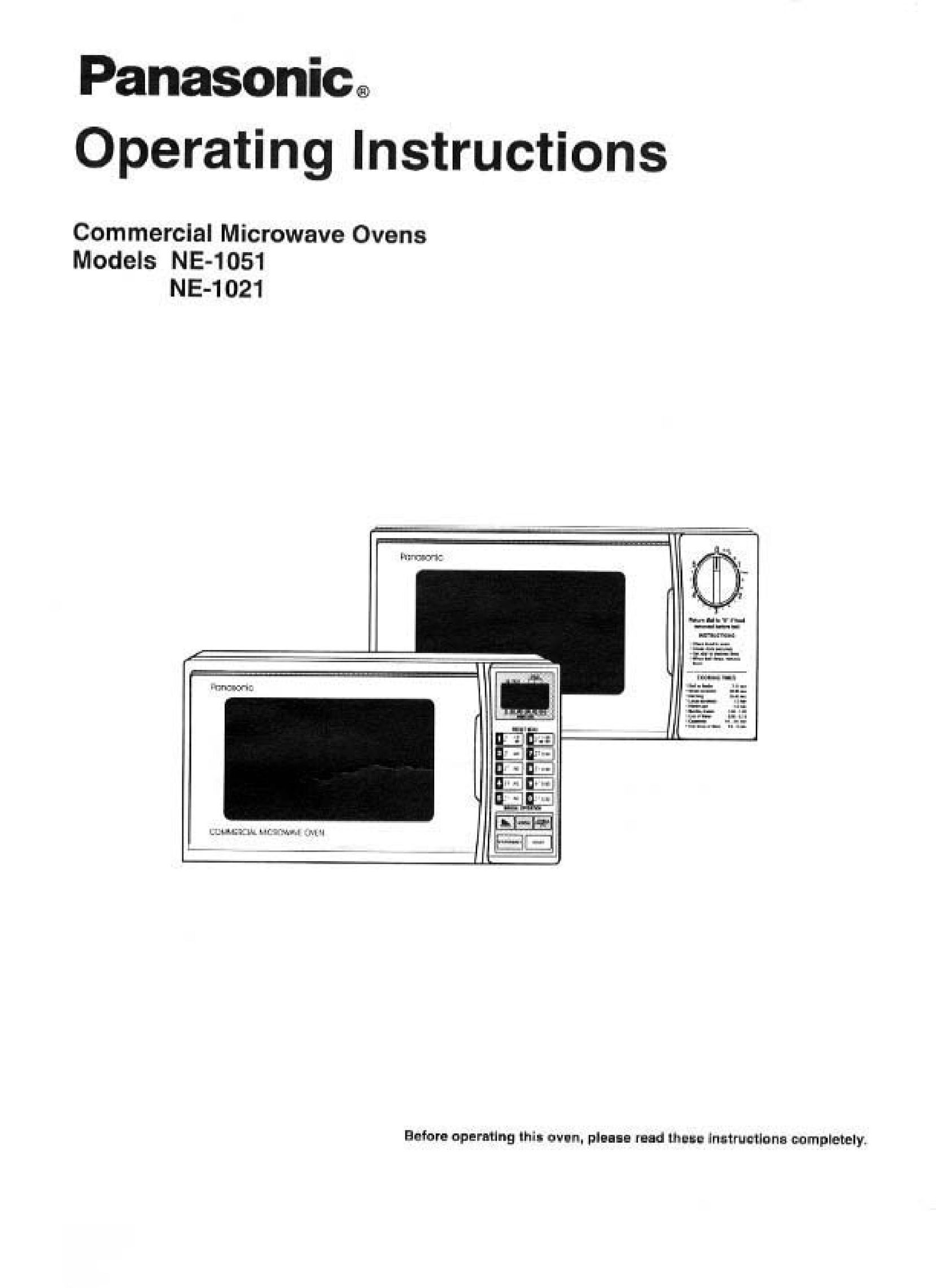Panasonic NE-1021 Microwave Oven User Manual