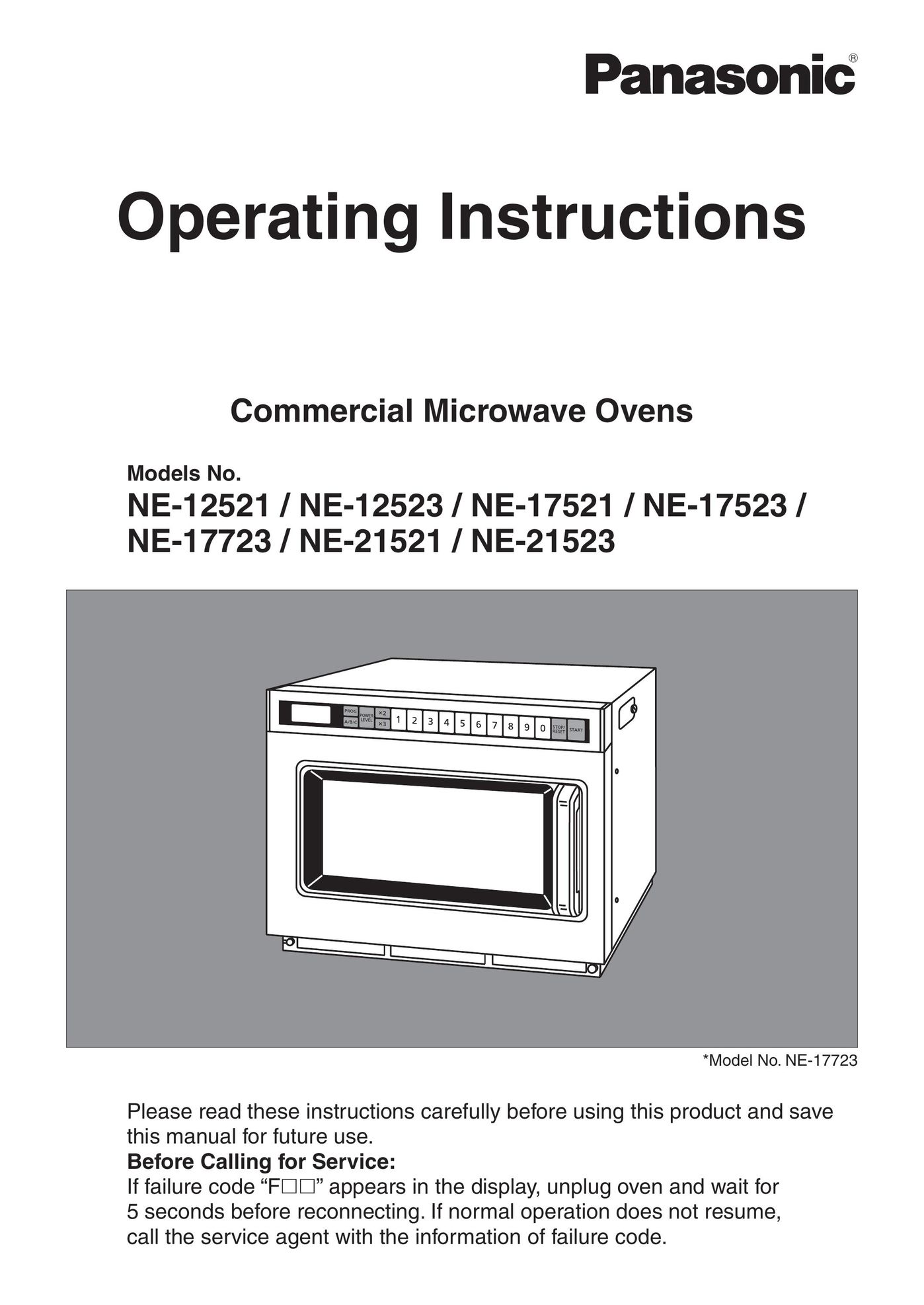 Panasonic NE-12521 Microwave Oven User Manual