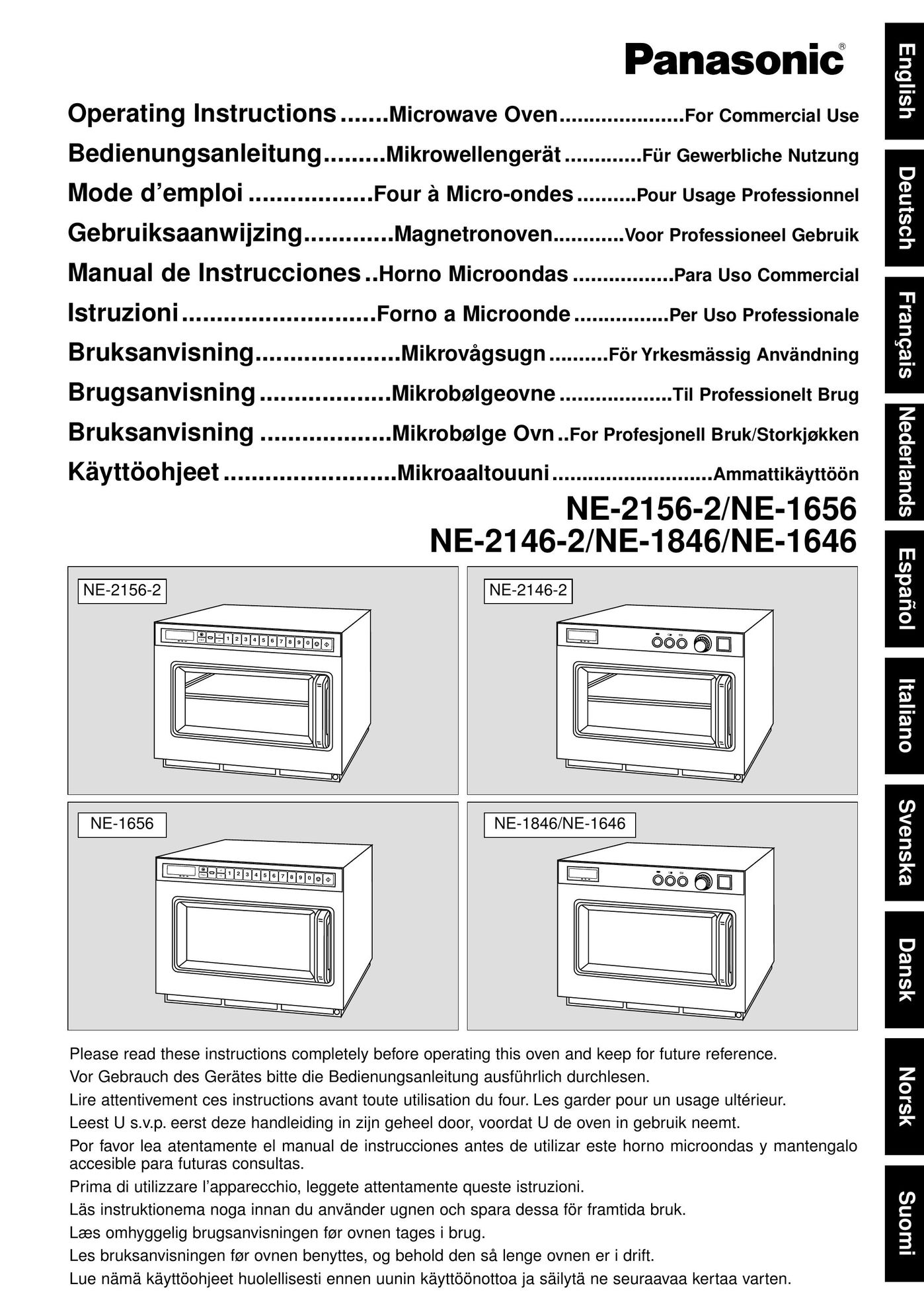 Panasonic NE-1646 Microwave Oven User Manual