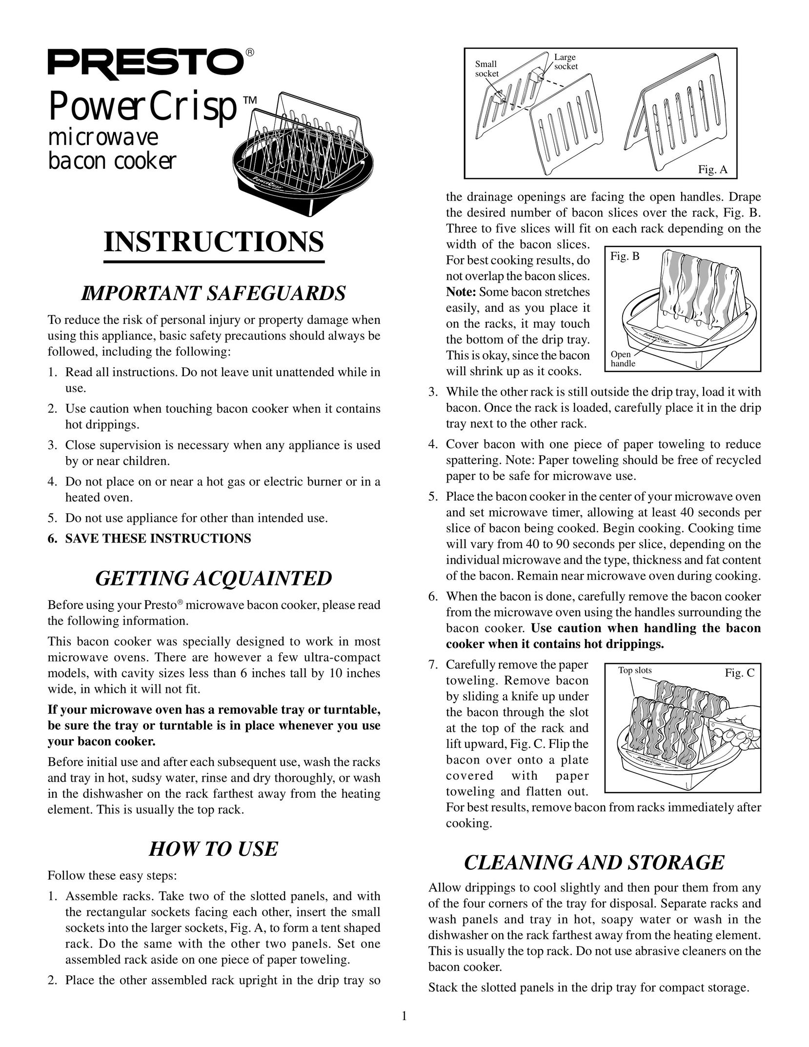 Presto microwave bacon cooker Microwave Oven User Manual