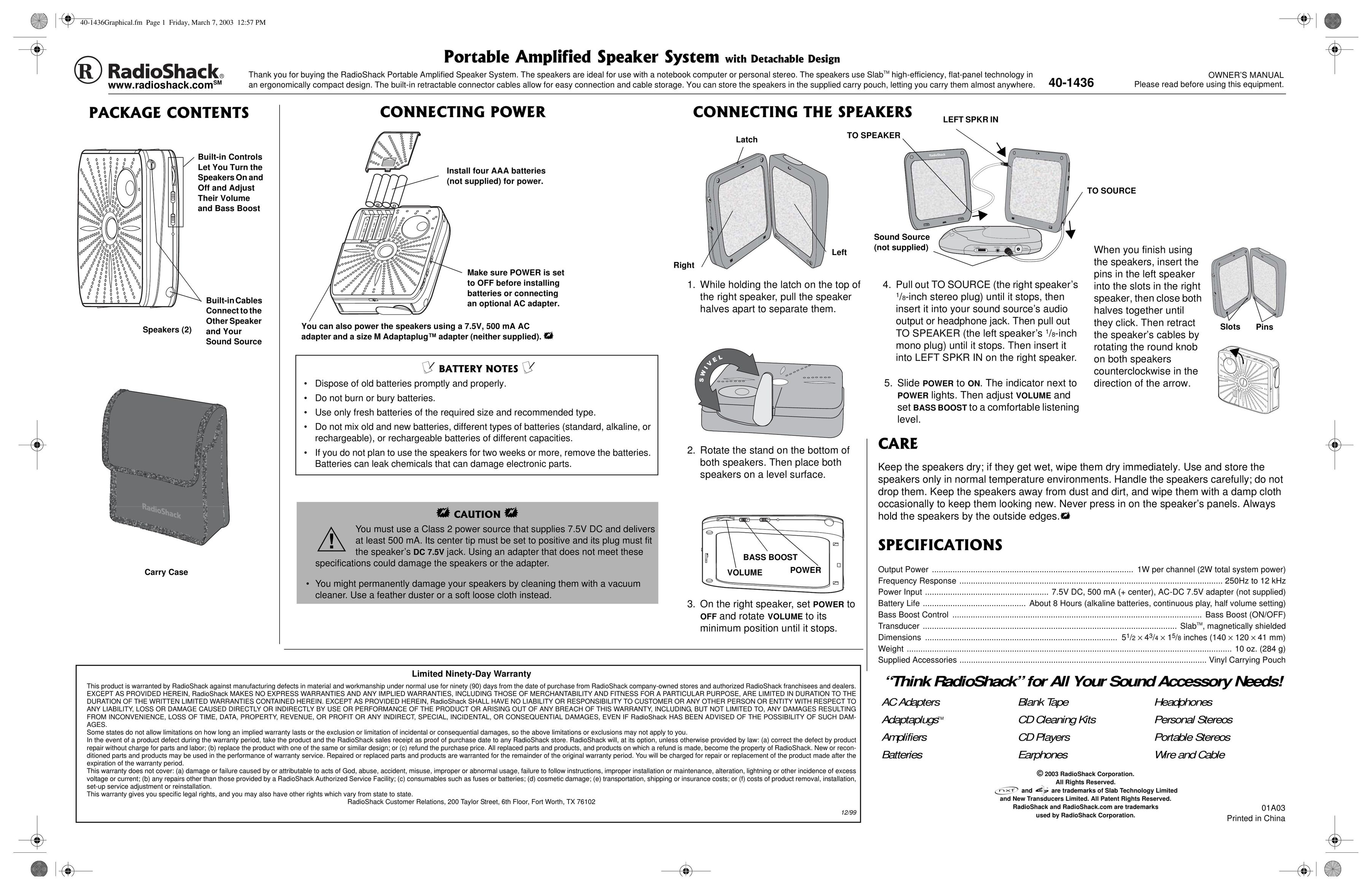 Radio Shack 01A03 Microwave Oven User Manual