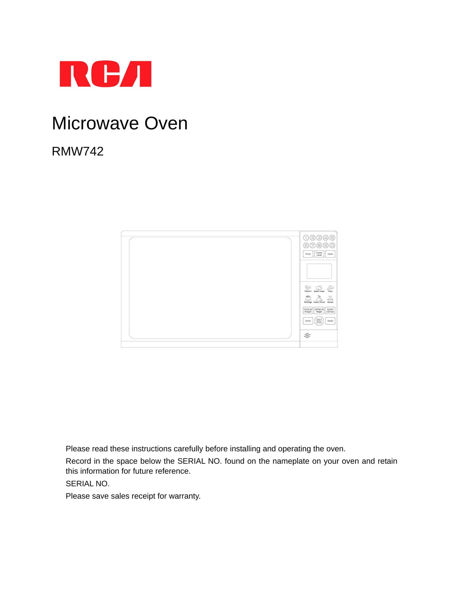 RCA RMW742 Microwave Oven User Manual