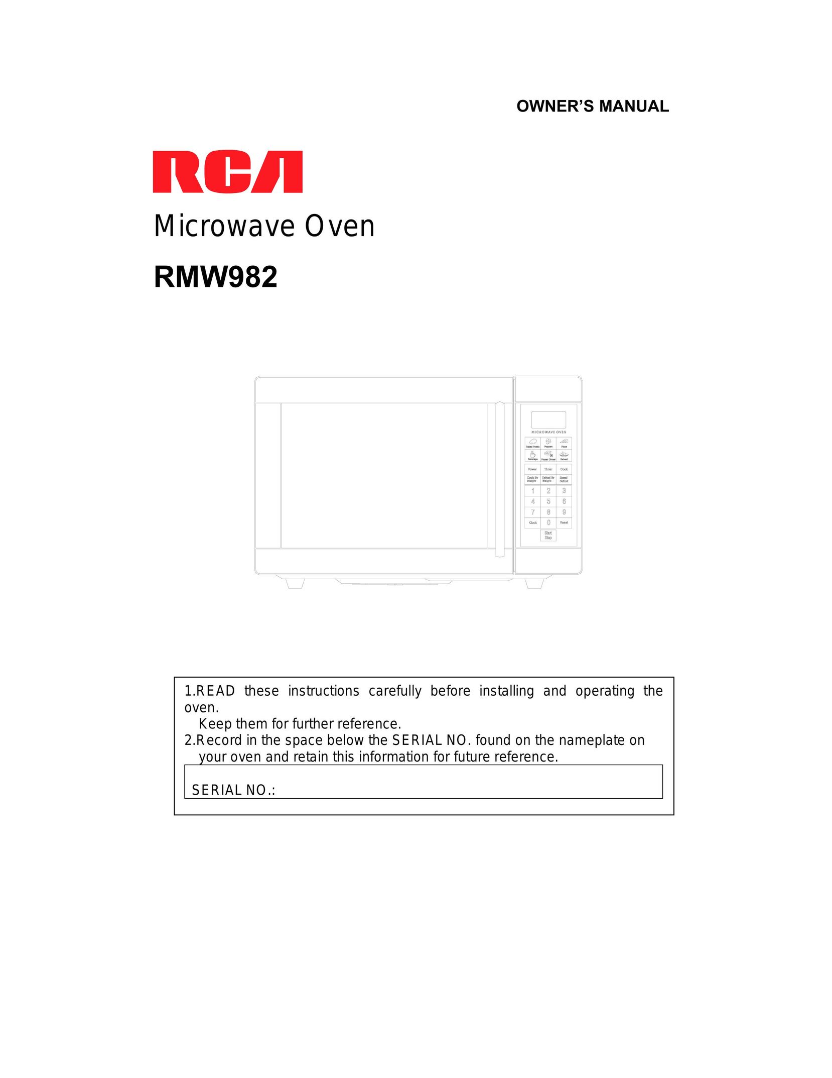 RCA RMW982 Microwave Oven User Manual