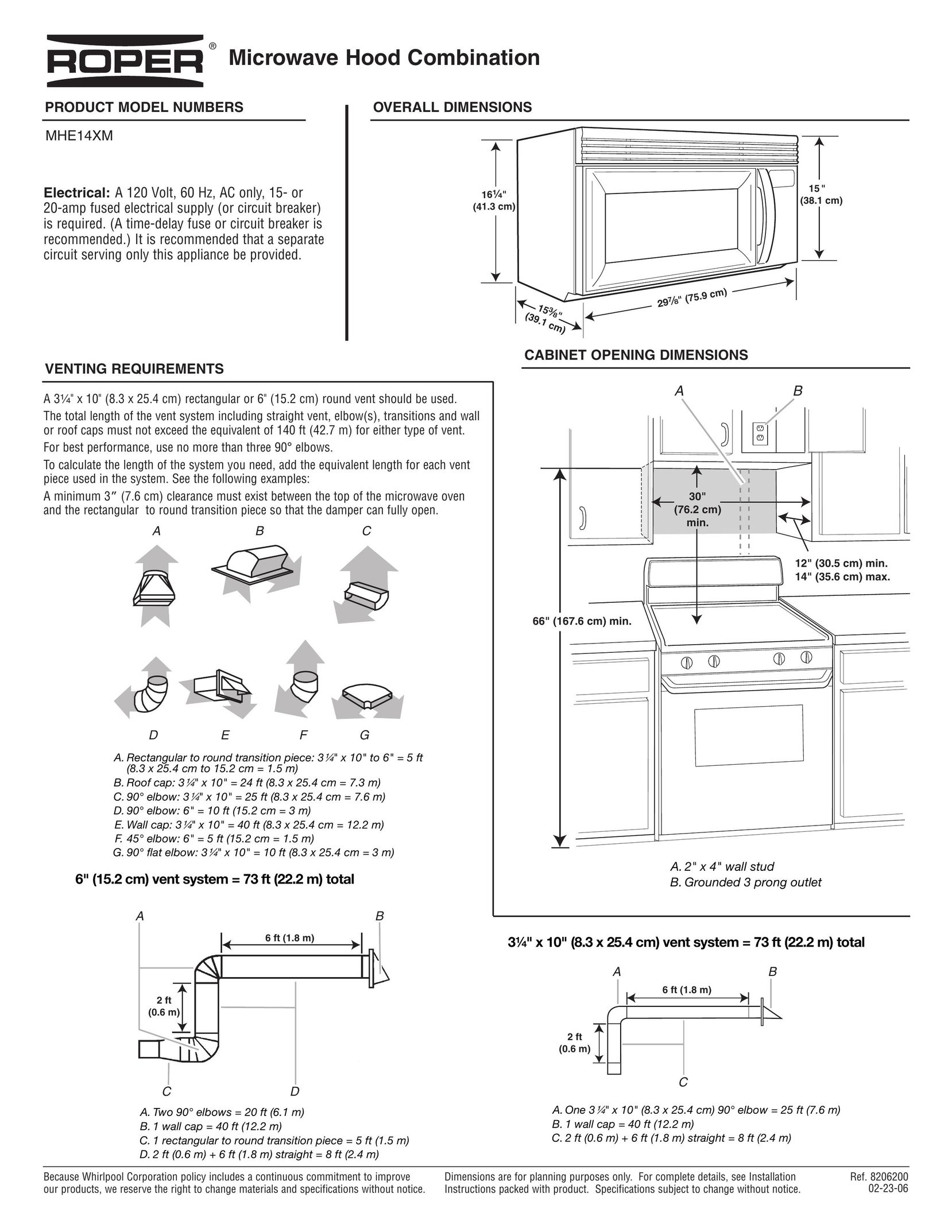 Roper MHE14XM Microwave Oven User Manual