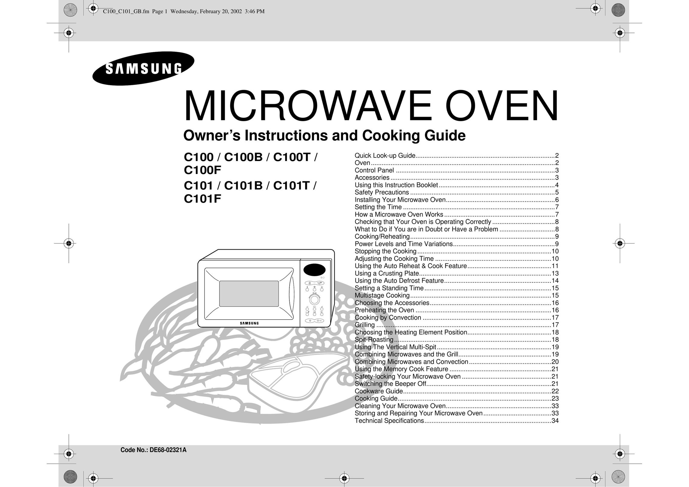 Samsung C100B Microwave Oven User Manual