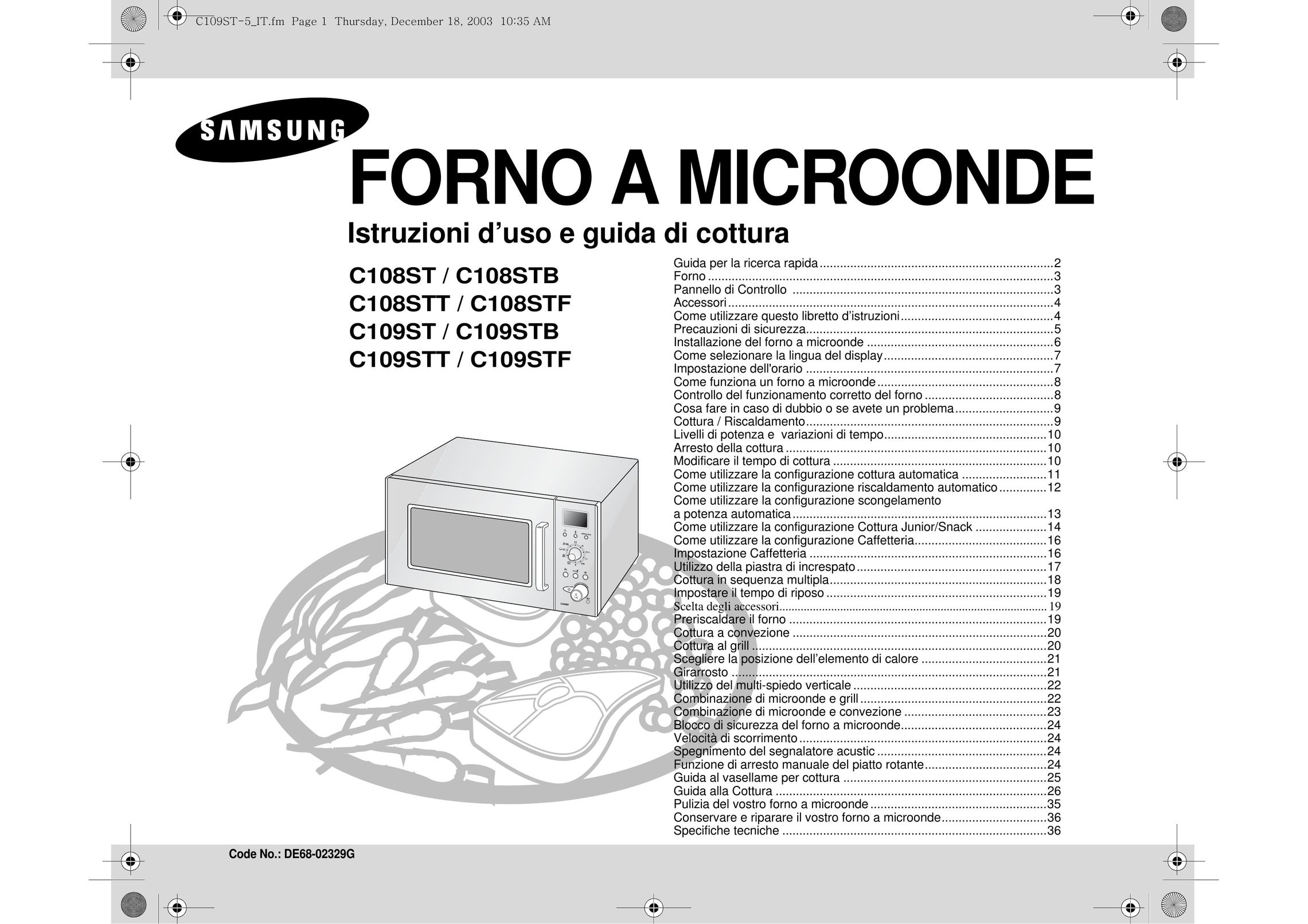 Samsung C108ST Microwave Oven User Manual