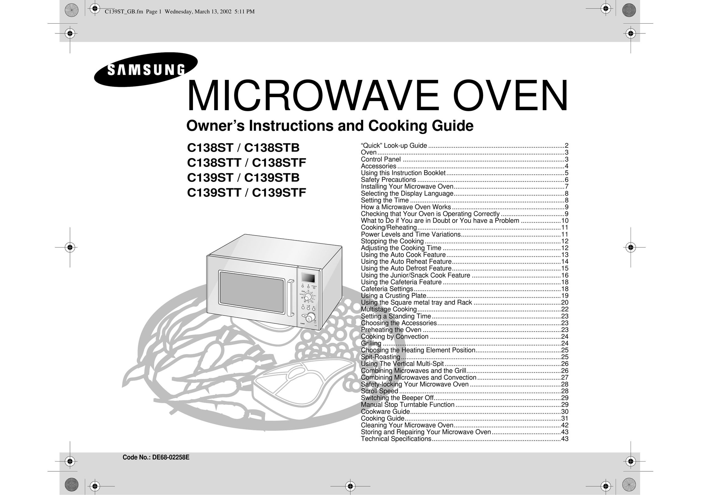 Samsung C138STB Microwave Oven User Manual