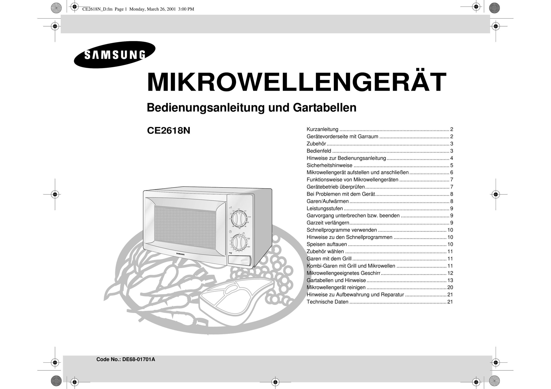Samsung CE2618N Microwave Oven User Manual