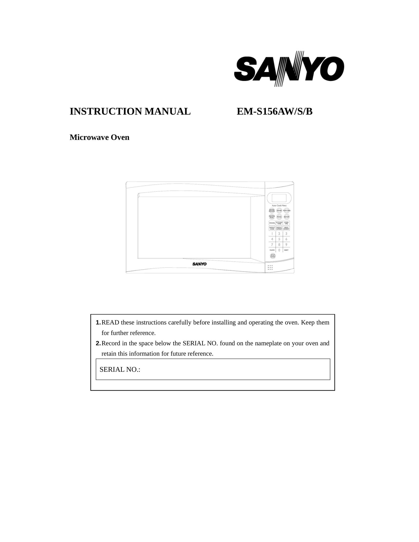 Sanyo EM-S156AW Microwave Oven User Manual