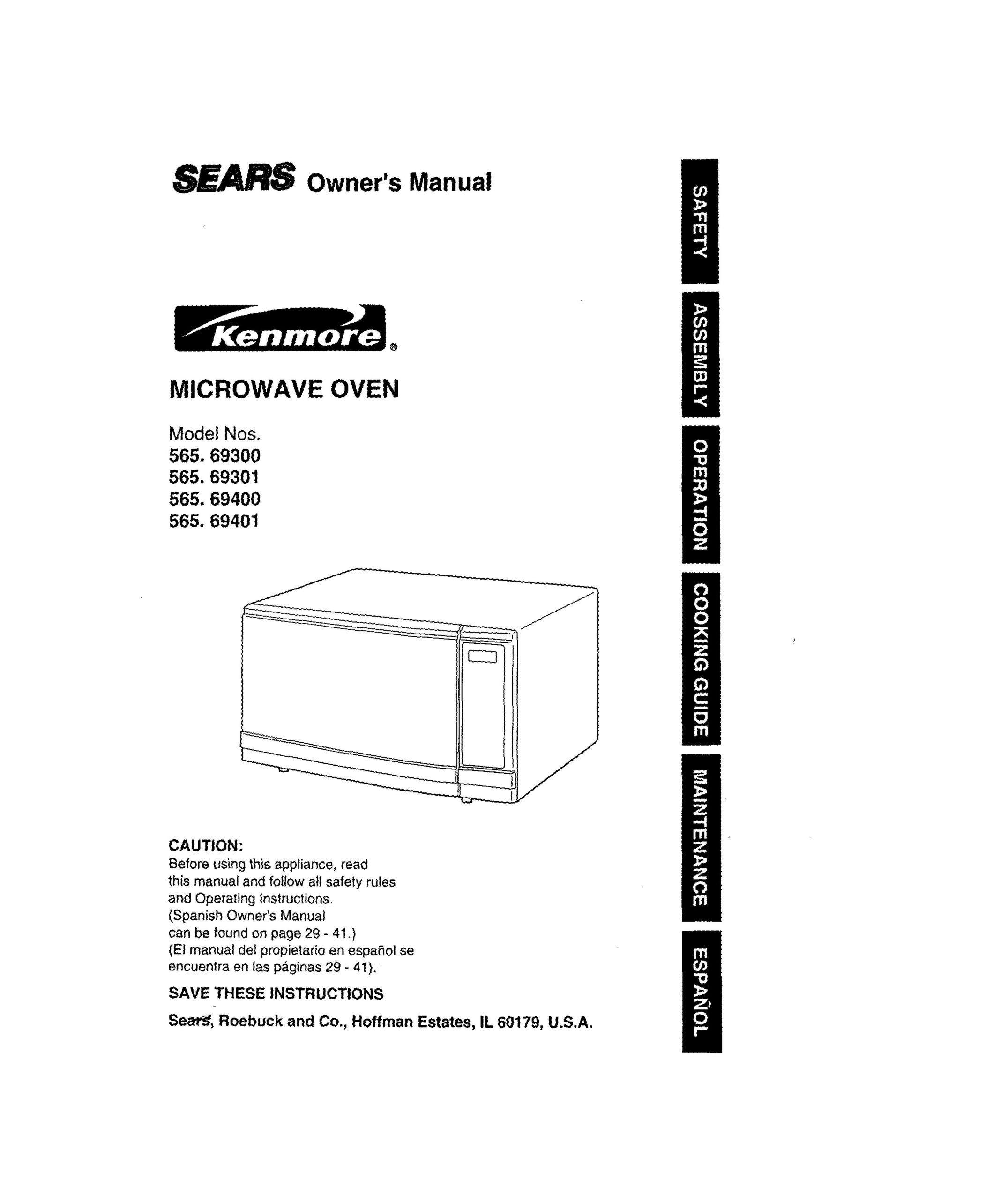 Sears 565.69401 Microwave Oven User Manual