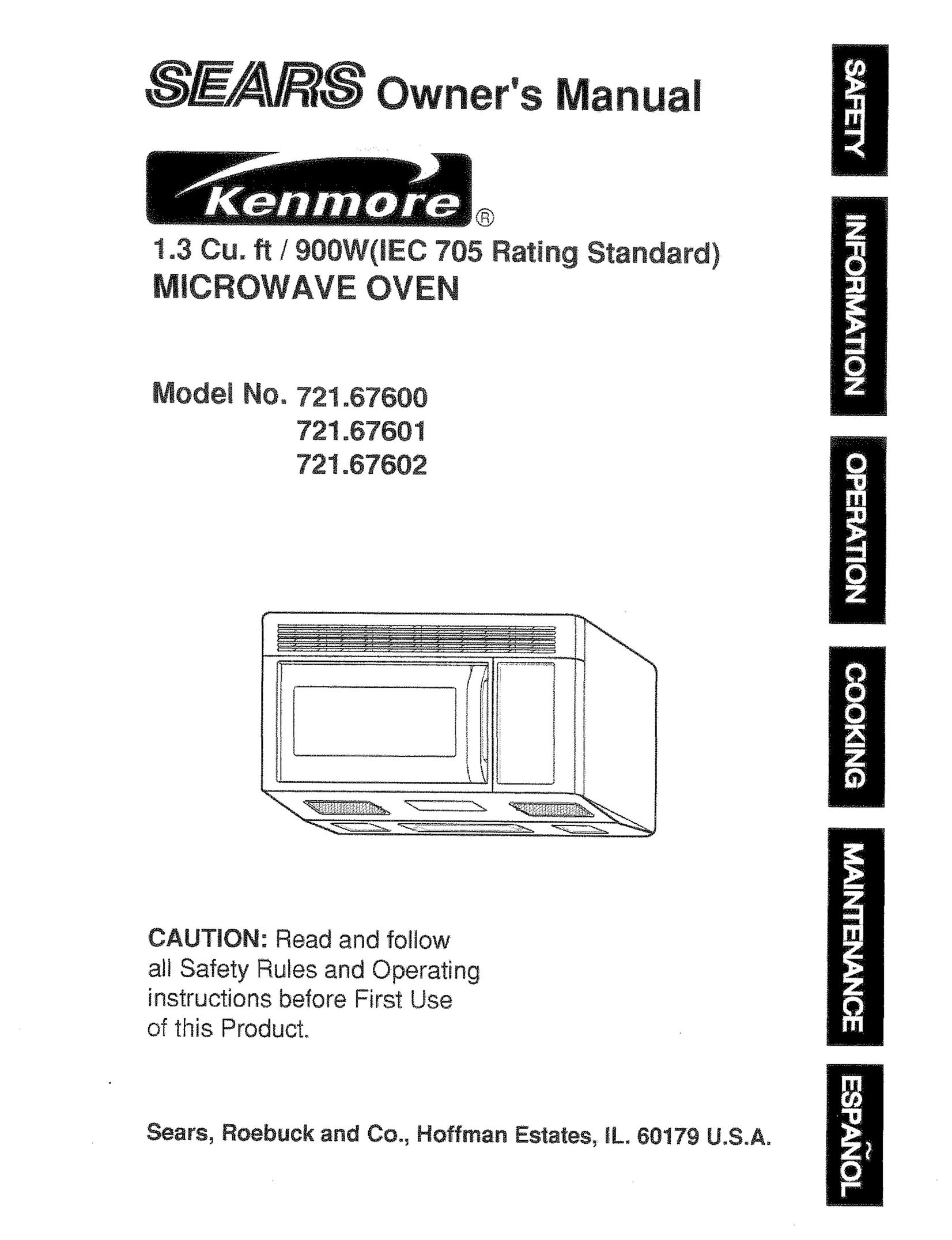 Sears 721.67601 Microwave Oven User Manual