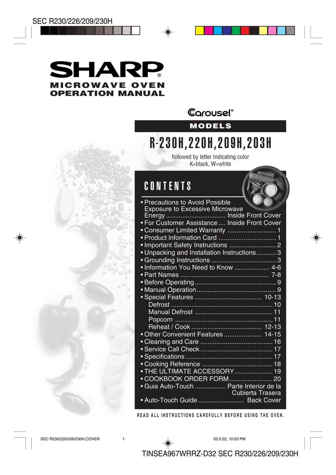 Sharp 209H Microwave Oven User Manual