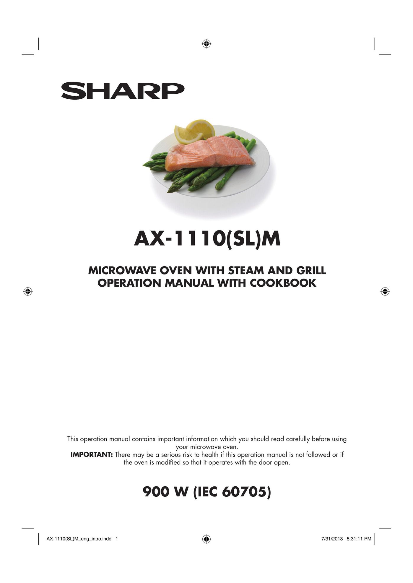 Sharp AX-1110(SL)M Microwave Oven User Manual