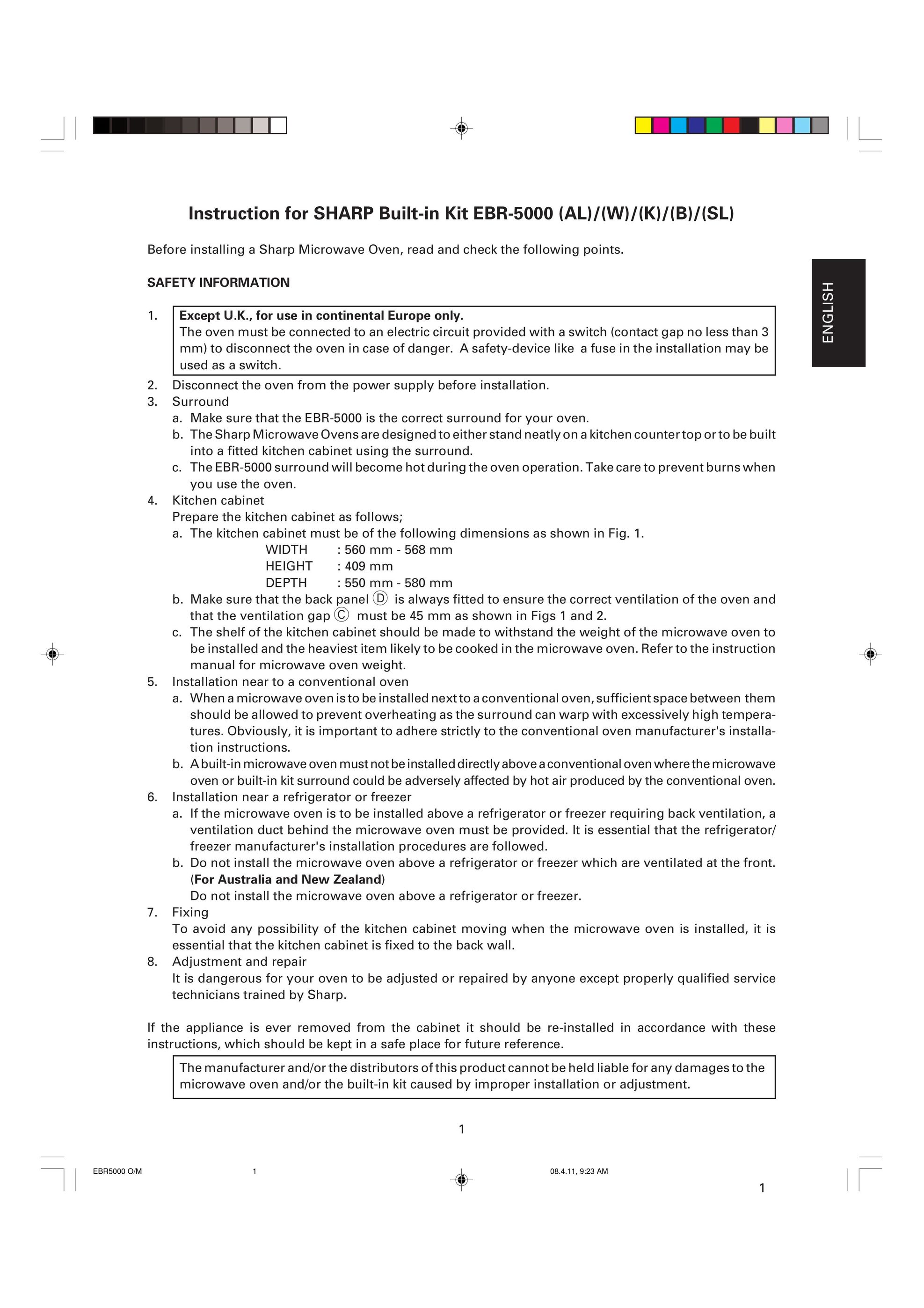Sharp EBR-5000 Microwave Oven User Manual