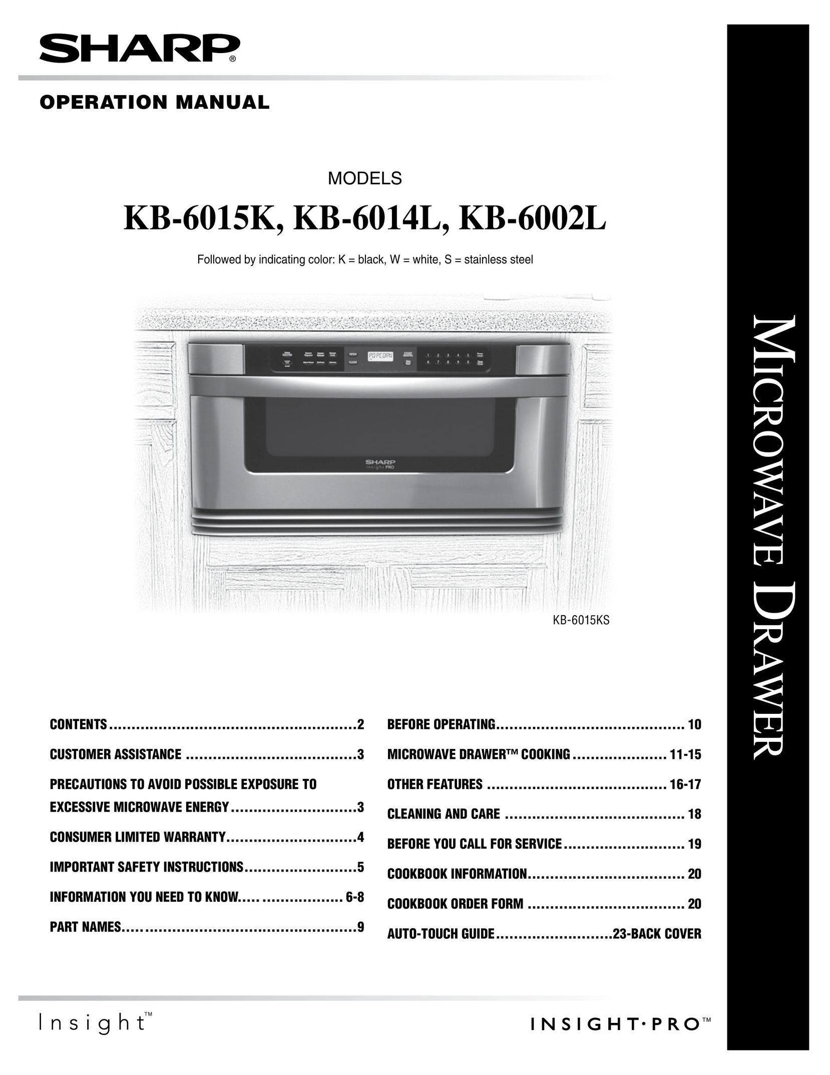 Sharp KB-6002L Microwave Oven User Manual