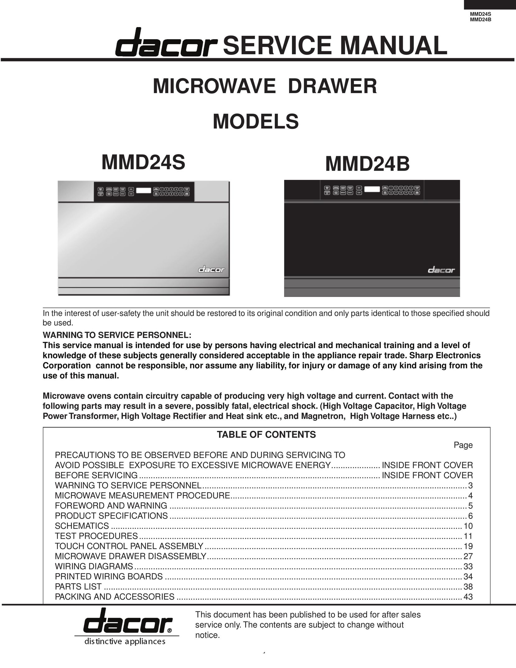 Sharp MMD24S Microwave Oven User Manual
