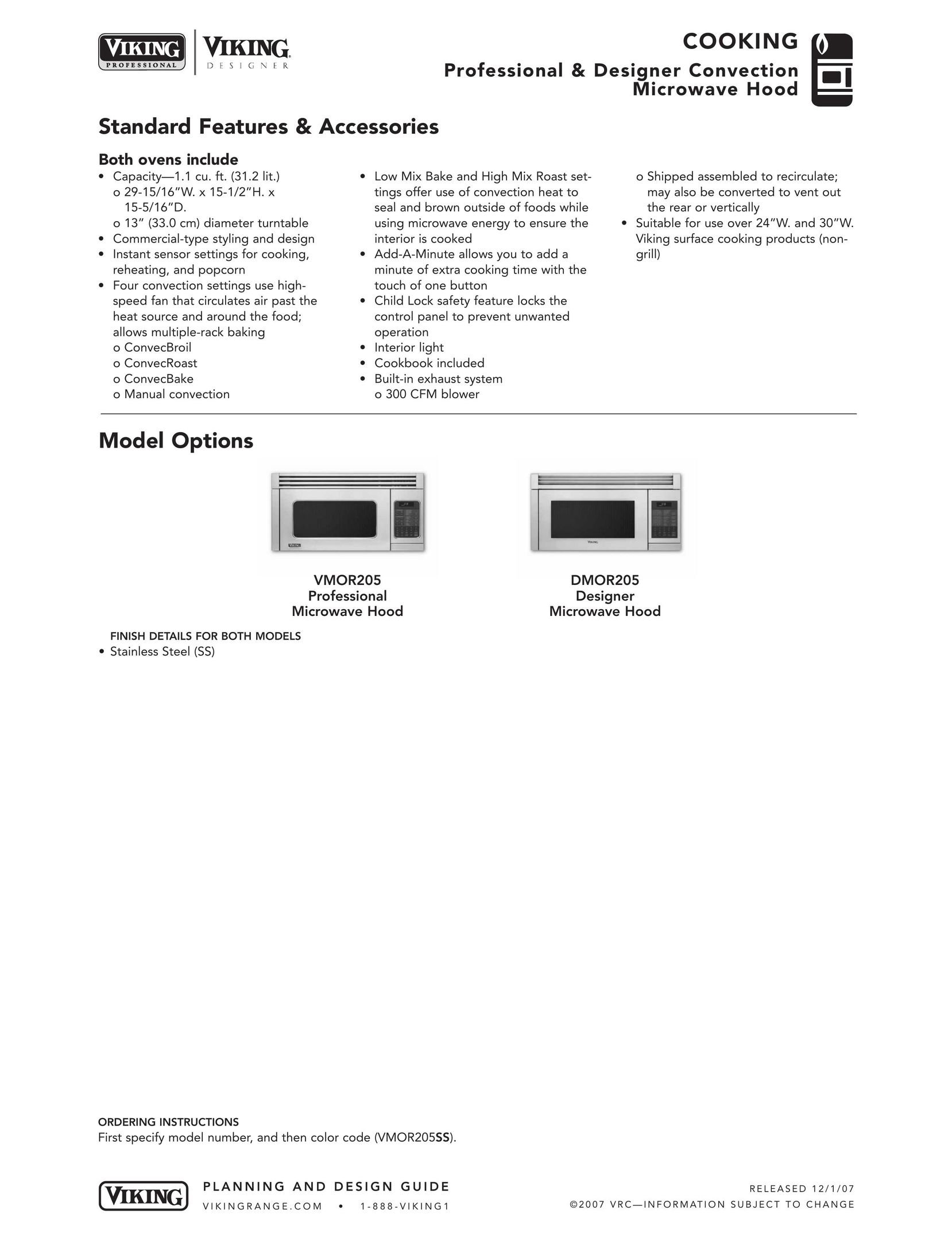 Viking VMOR205SS Microwave Oven User Manual