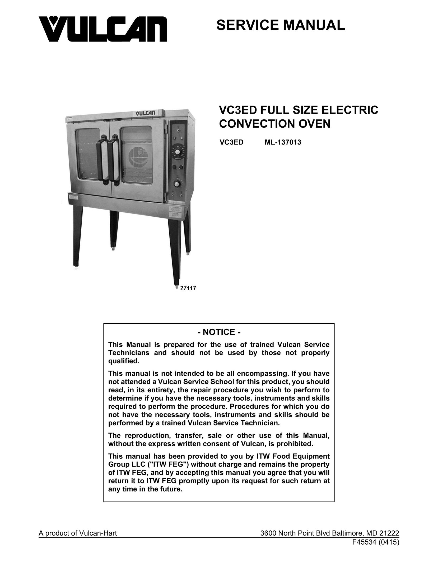 Vulcan-Hart VC3ED Microwave Oven User Manual