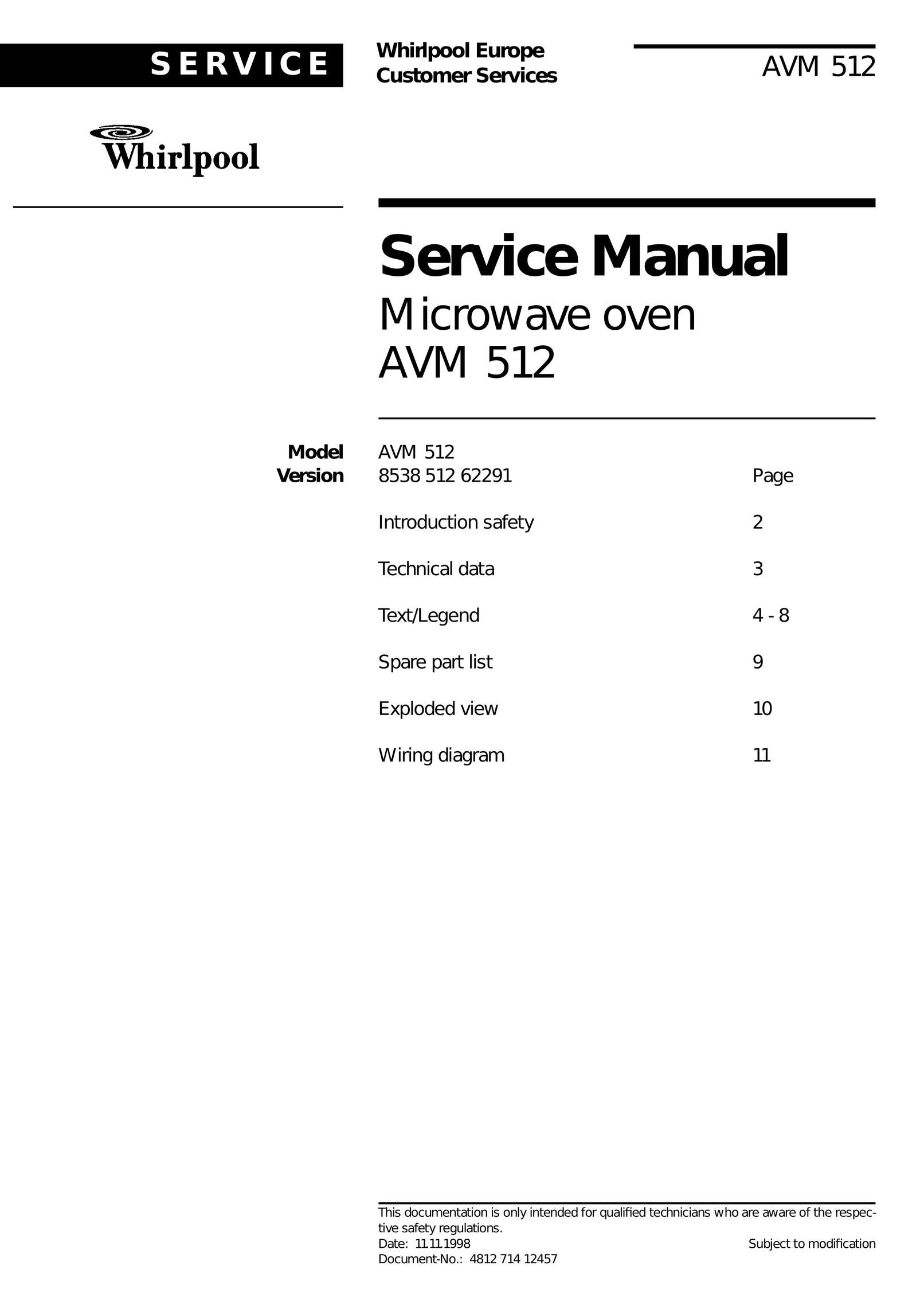 Whirlpool AVM Microwave Oven User Manual