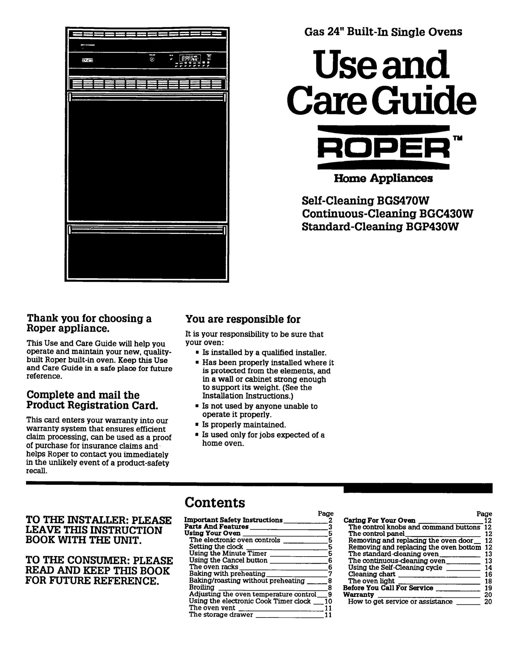 Whirlpool BGS470W Microwave Oven User Manual
