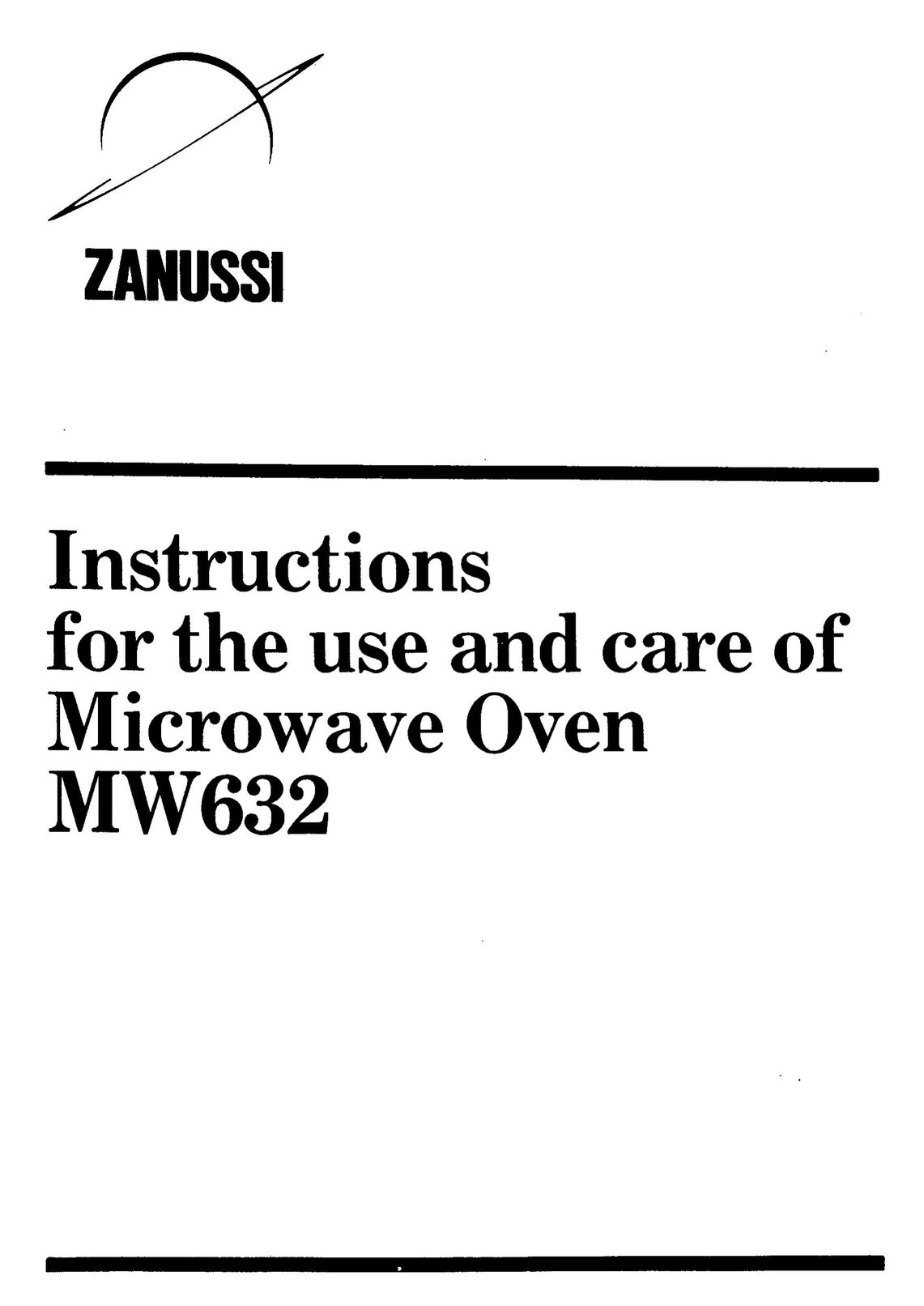 Zanussi MW632 Microwave Oven User Manual