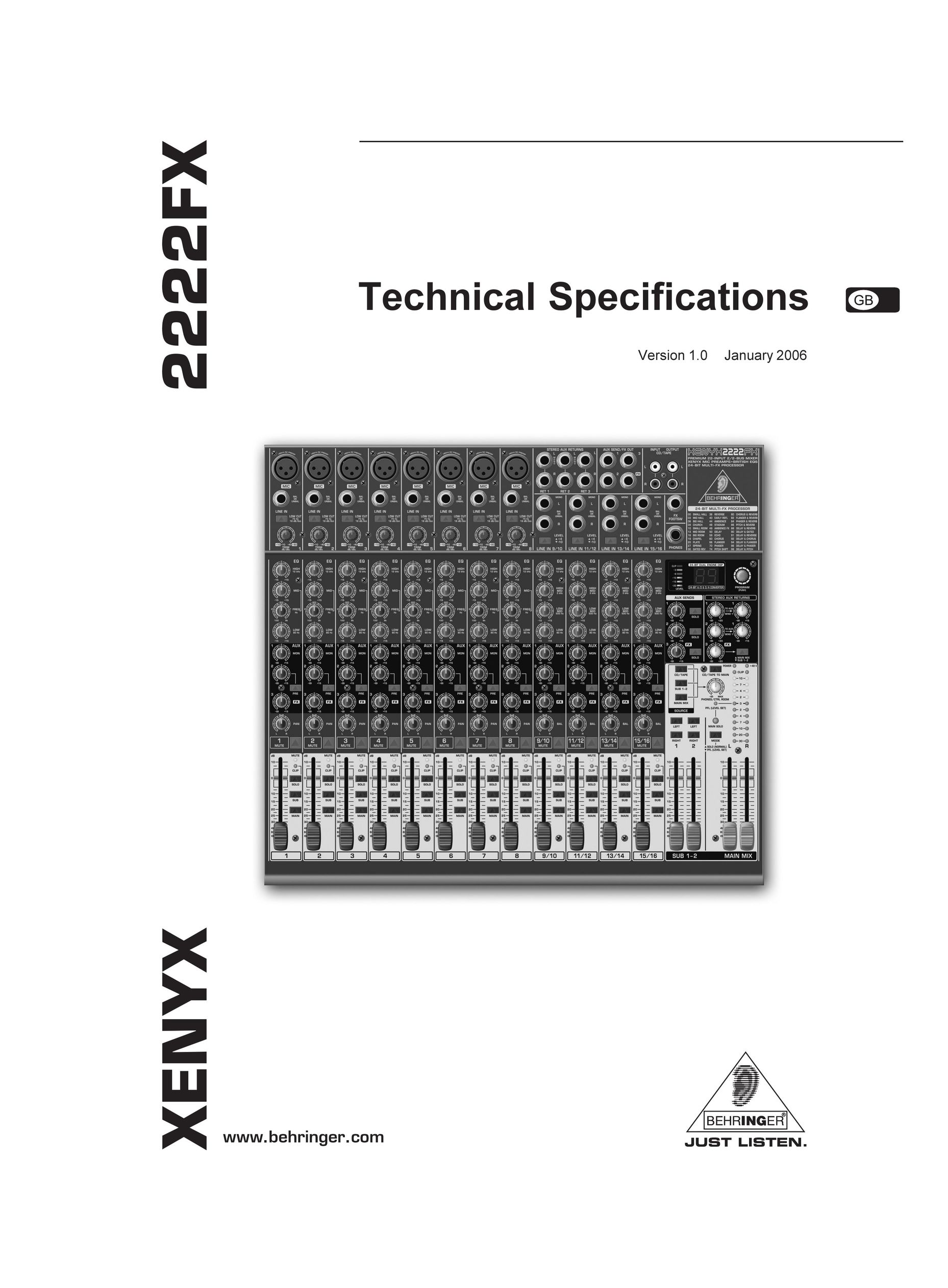 Behringer 2222FX Mixer User Manual