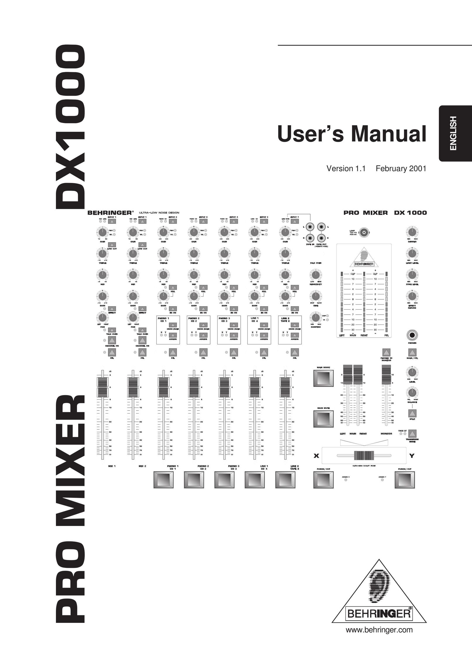 Behringer DX1000 Mixer User Manual