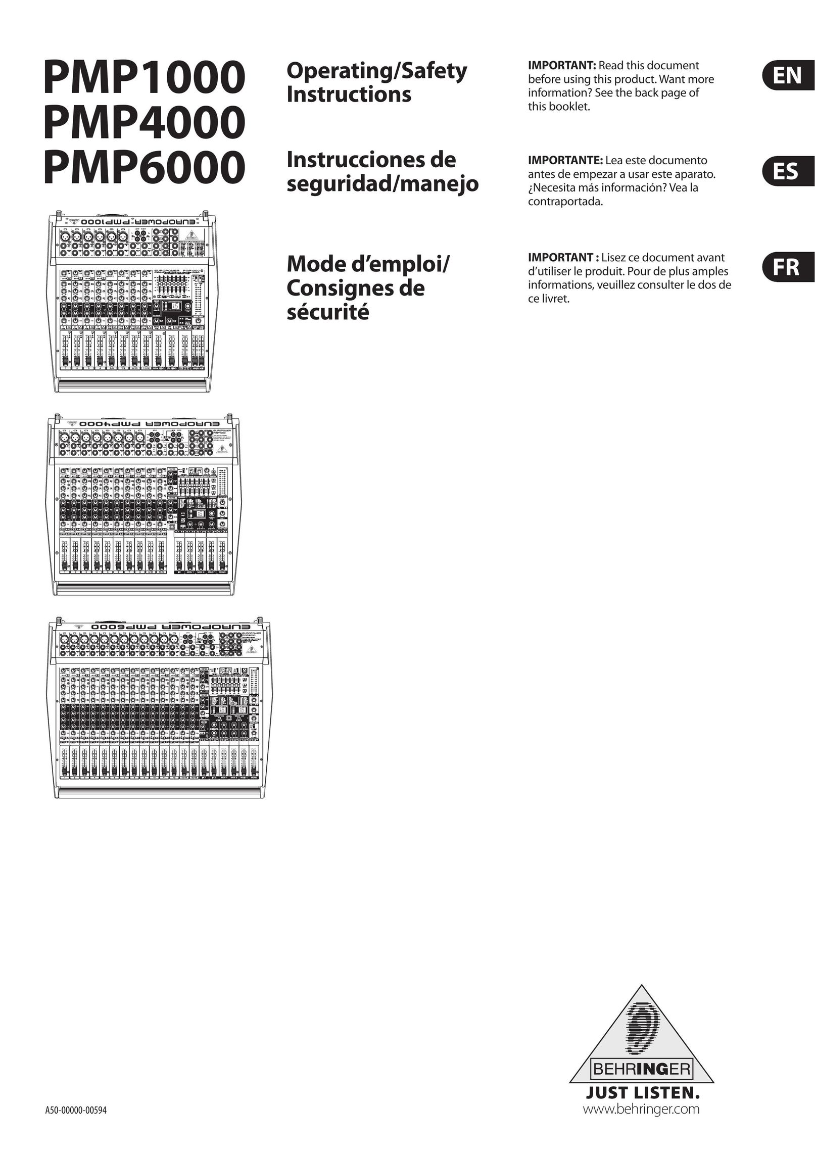 Behringer PMP6000 Mixer User Manual