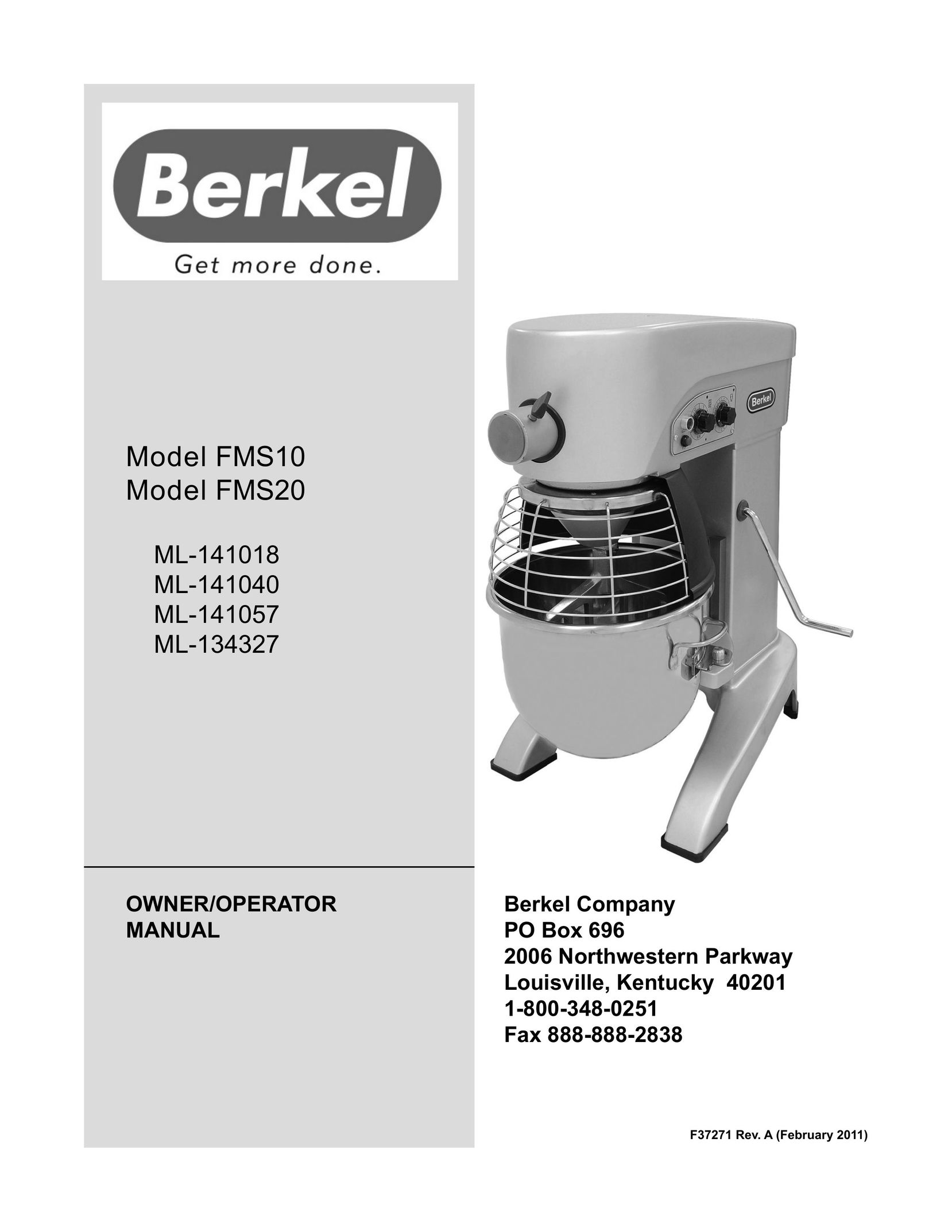Berkel FMS10 Mixer User Manual