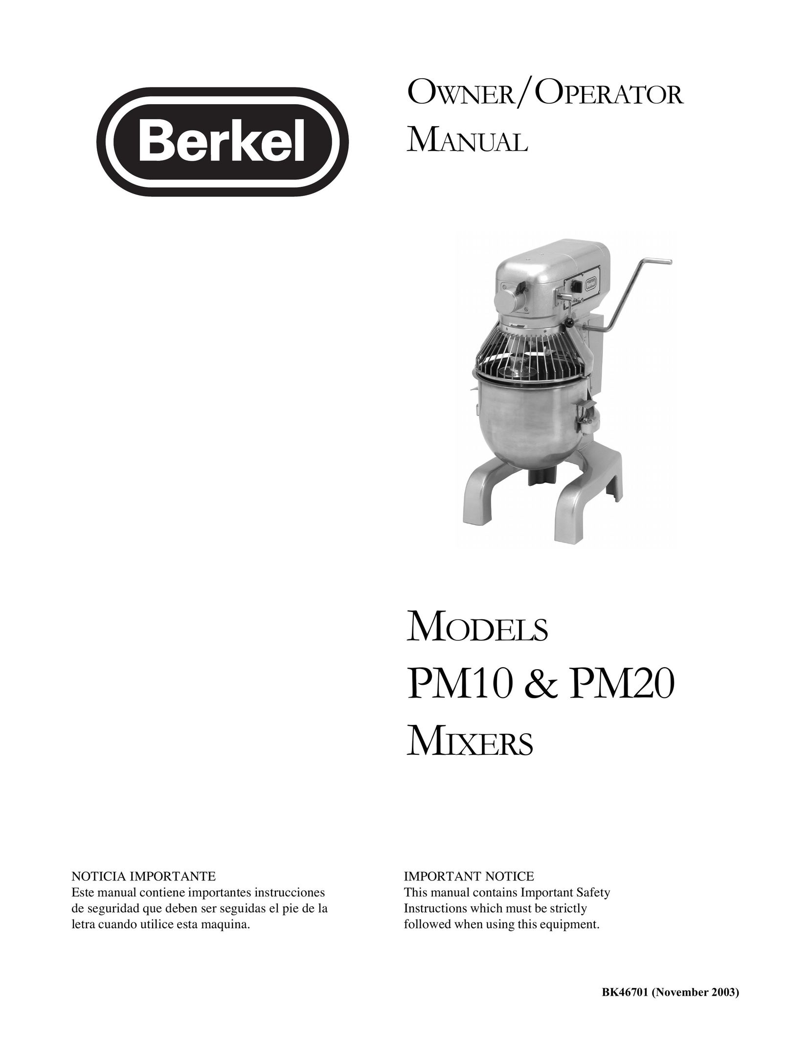 Berkel PM10 Mixer User Manual