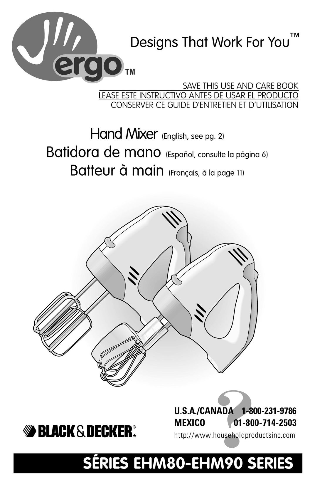 Black & Decker EHM80 Mixer User Manual