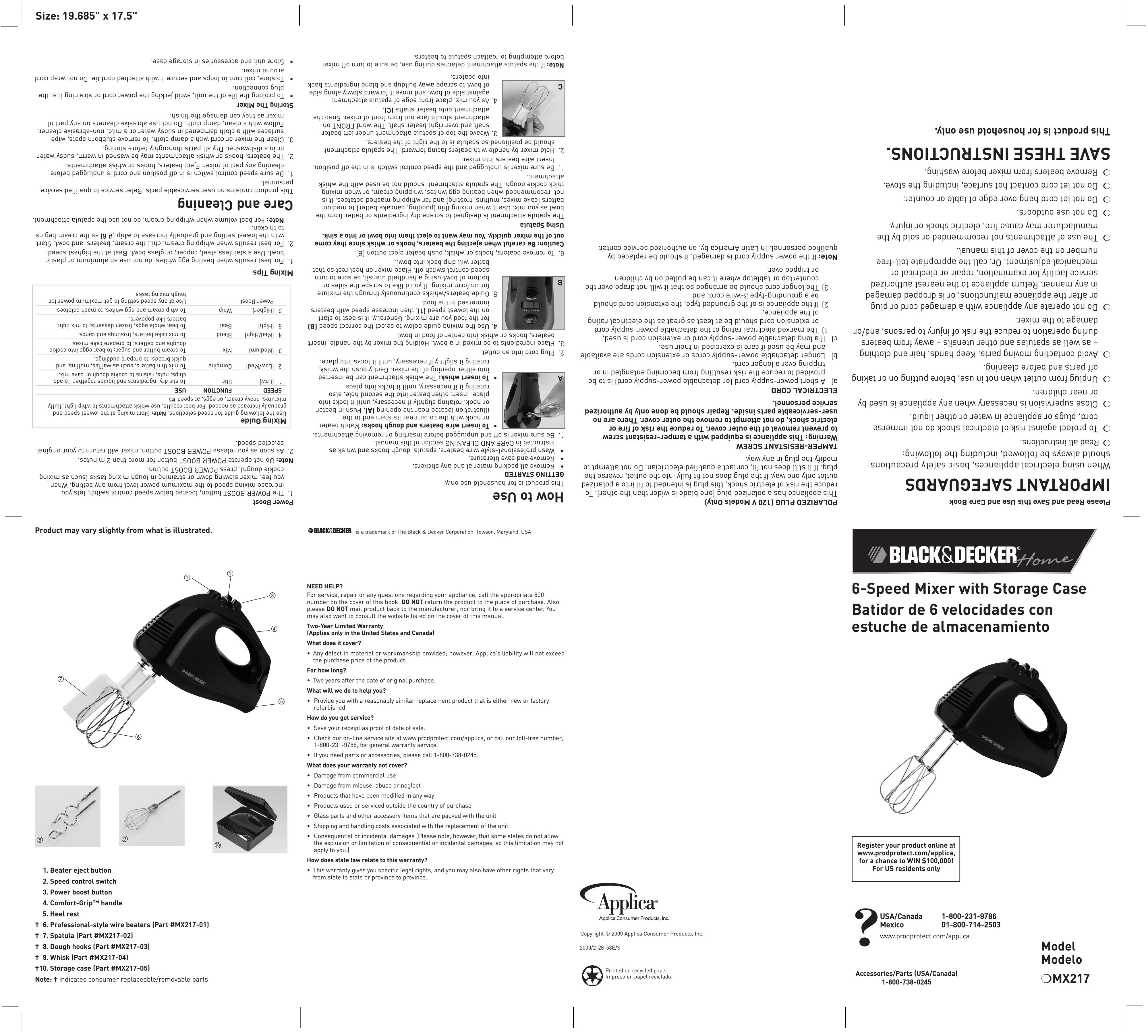 Black & Decker MX217 Mixer User Manual