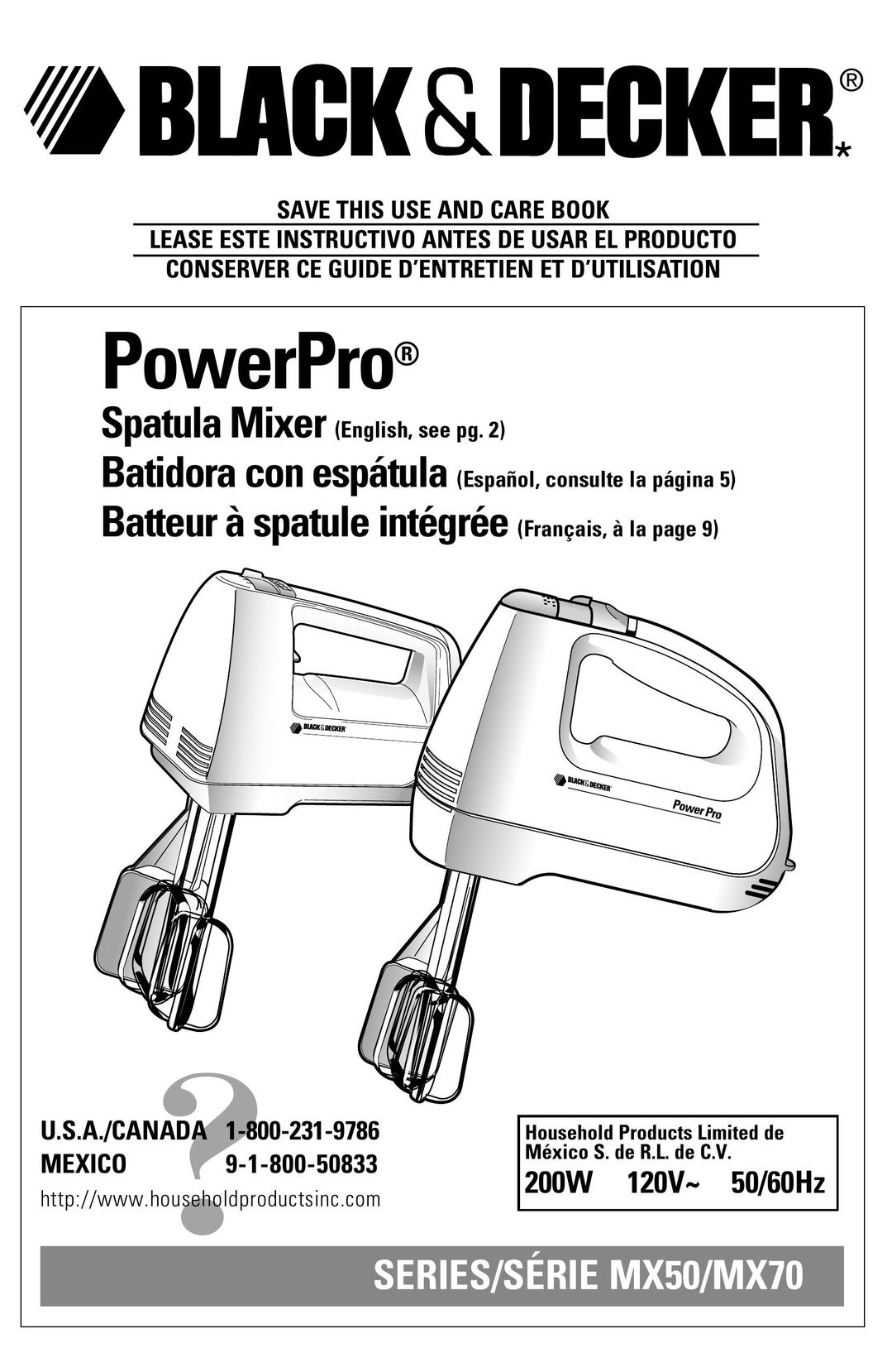 Black & Decker MX50 Mixer User Manual