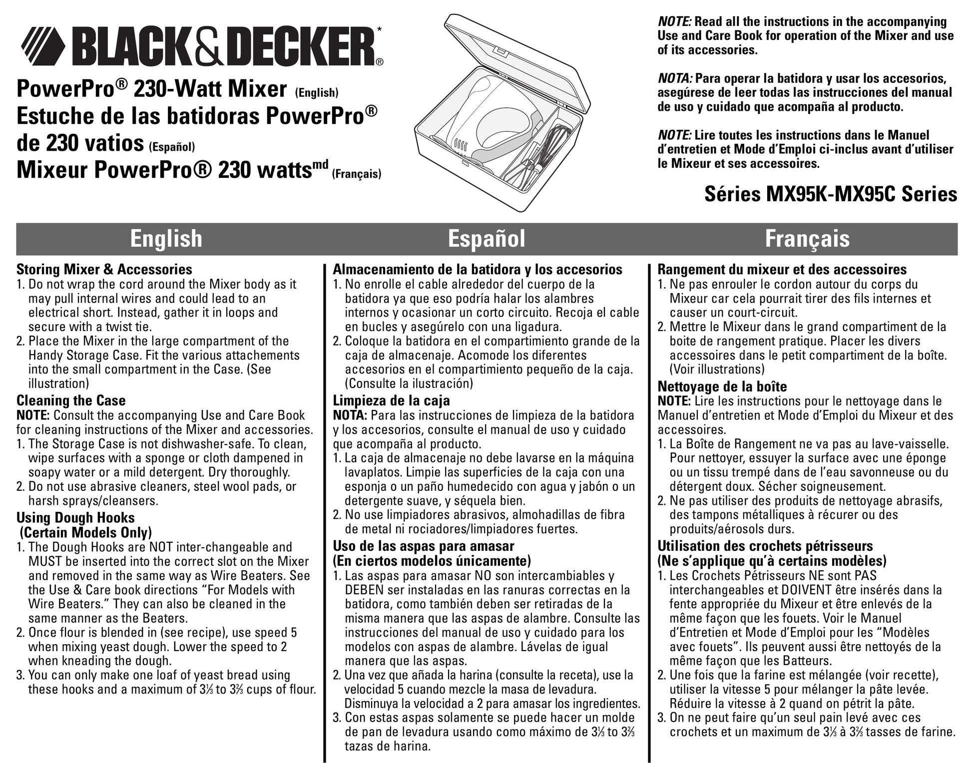 Black & Decker MX95K Mixer User Manual