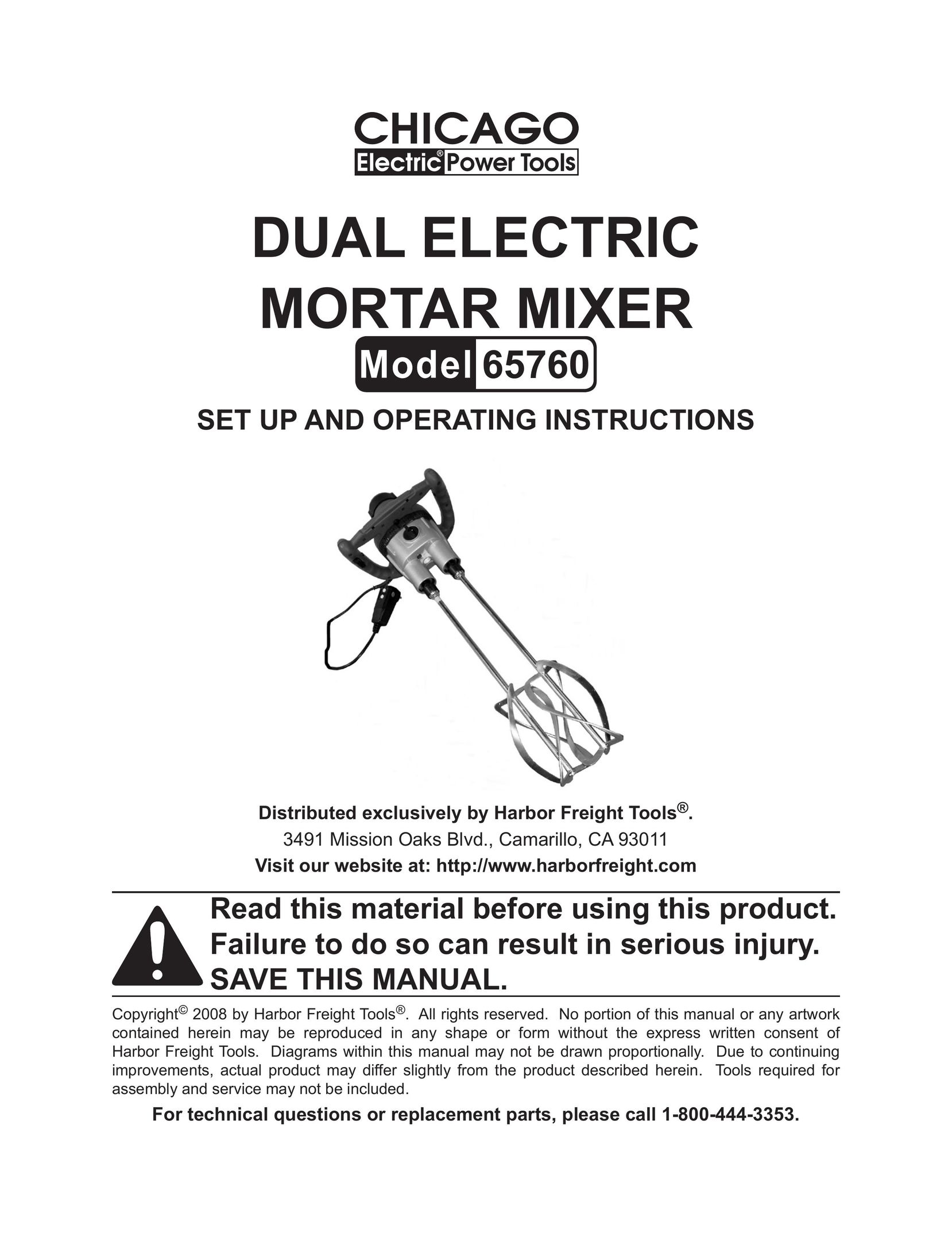 Chicago Electric 65760 Mixer User Manual