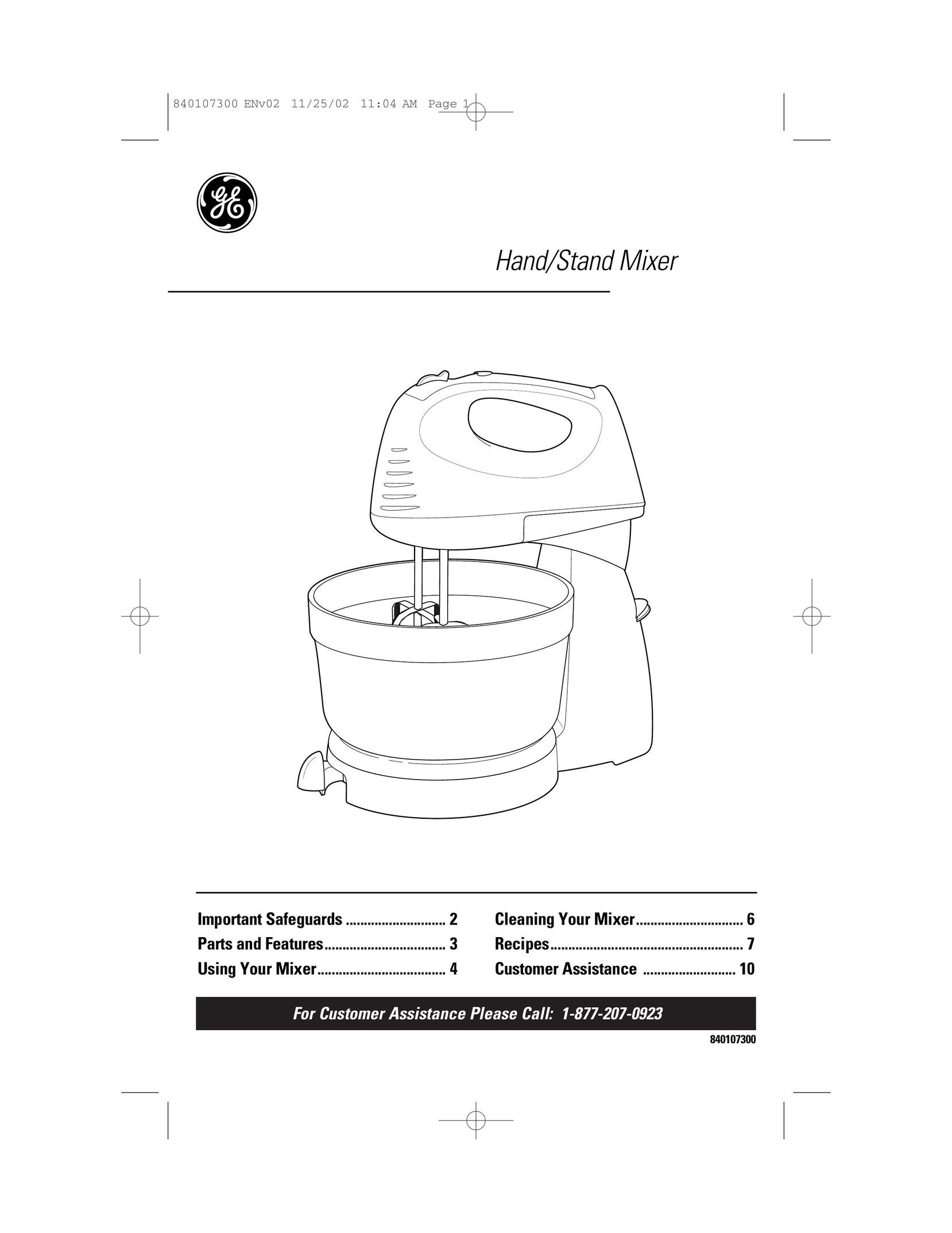 GE 840107300 Mixer User Manual