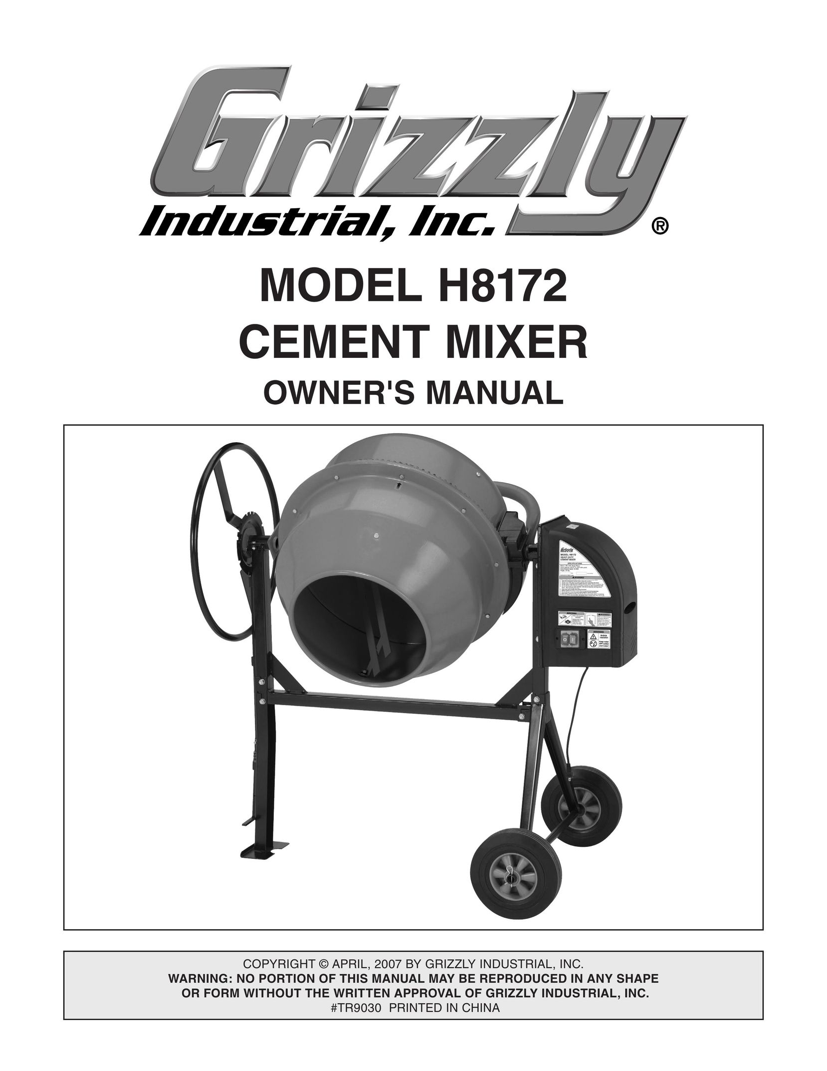 Grizzly H8172 Mixer User Manual