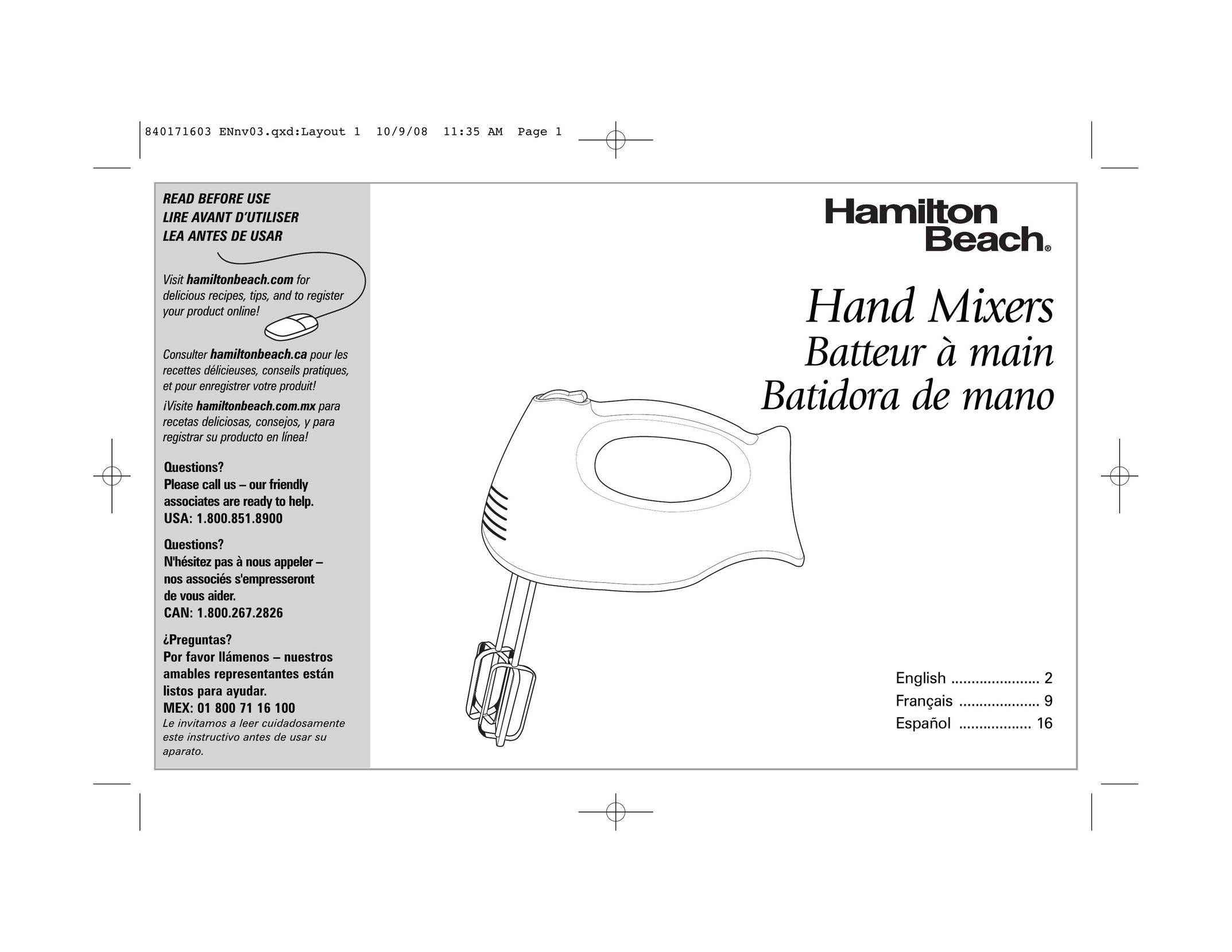 Hamilton Beach 62665N Mixer User Manual