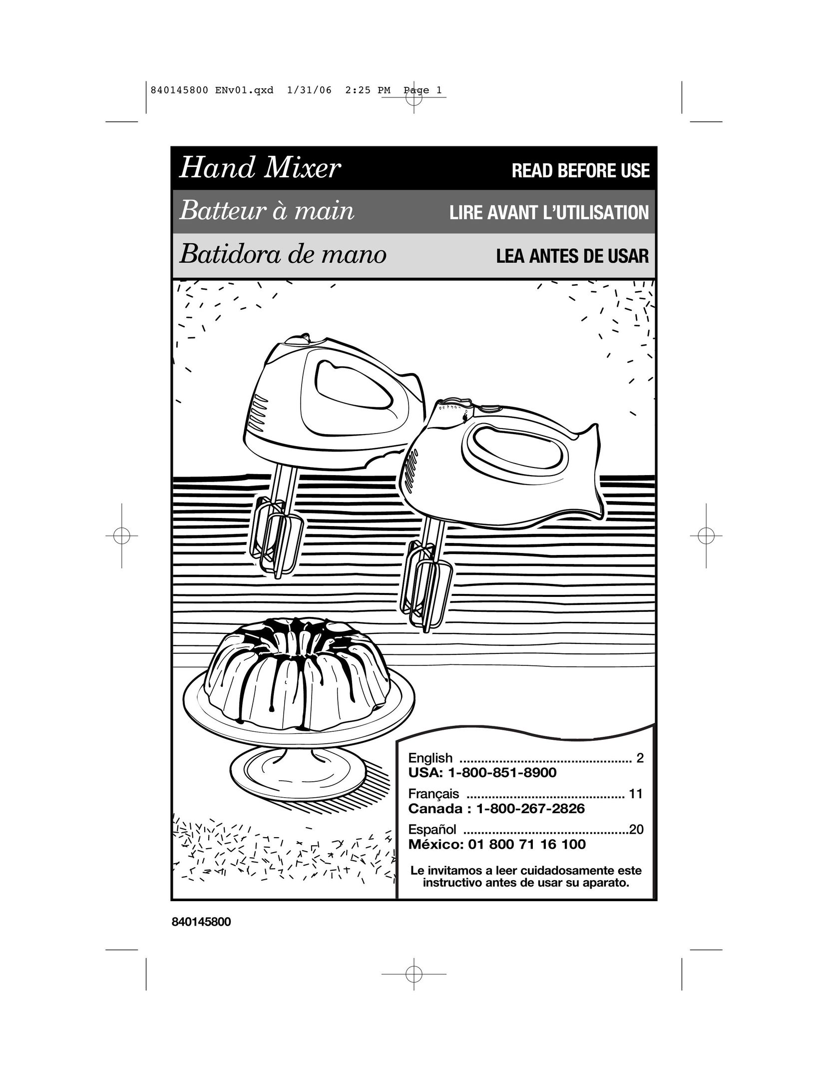 Hamilton Beach 62680 Mixer User Manual