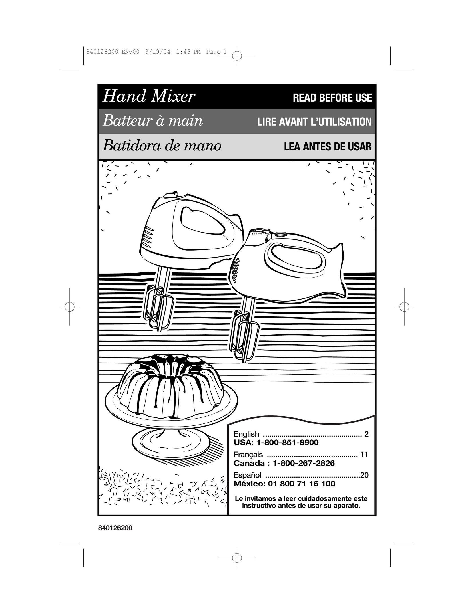Hamilton Beach 62680C Mixer User Manual