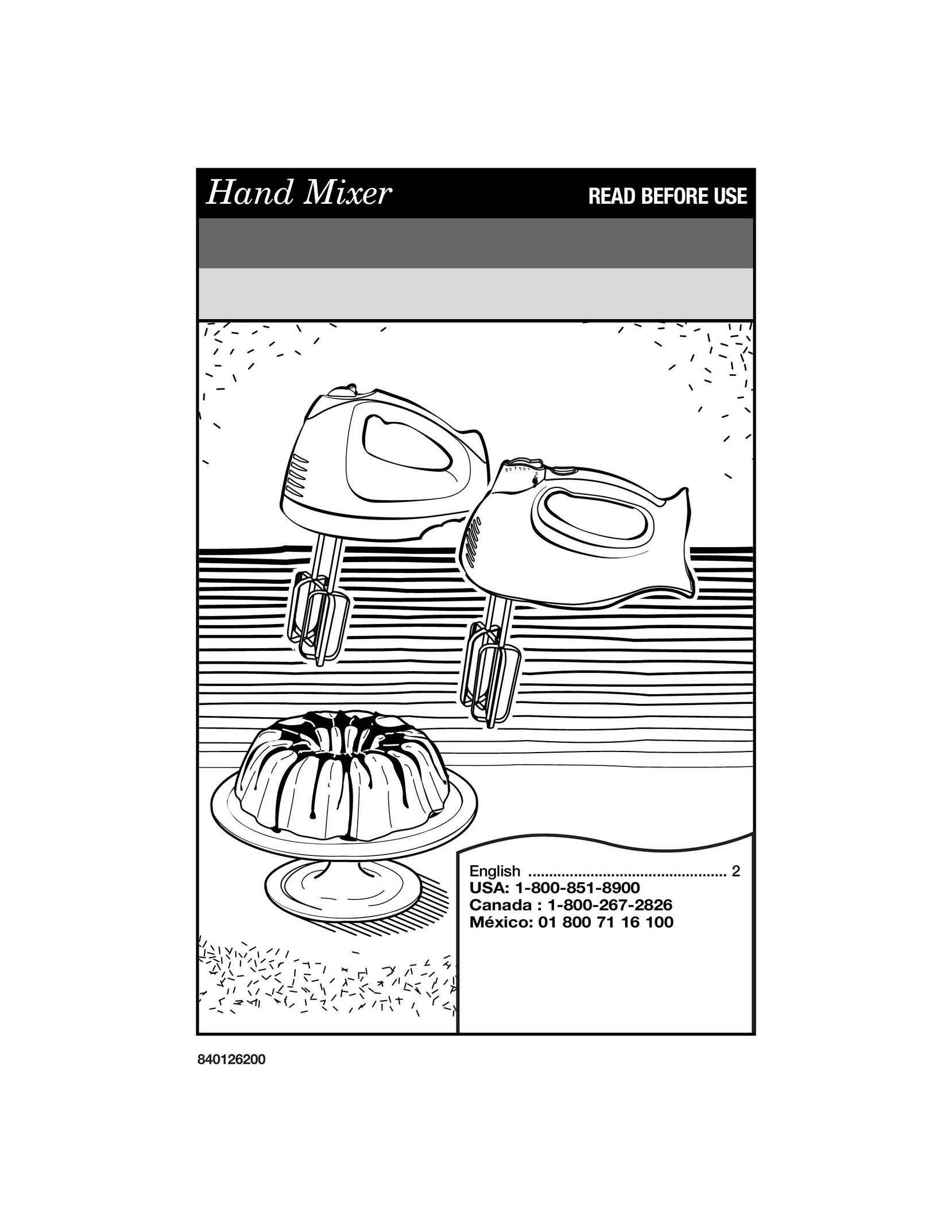 Hamilton Beach 840126200 Mixer User Manual