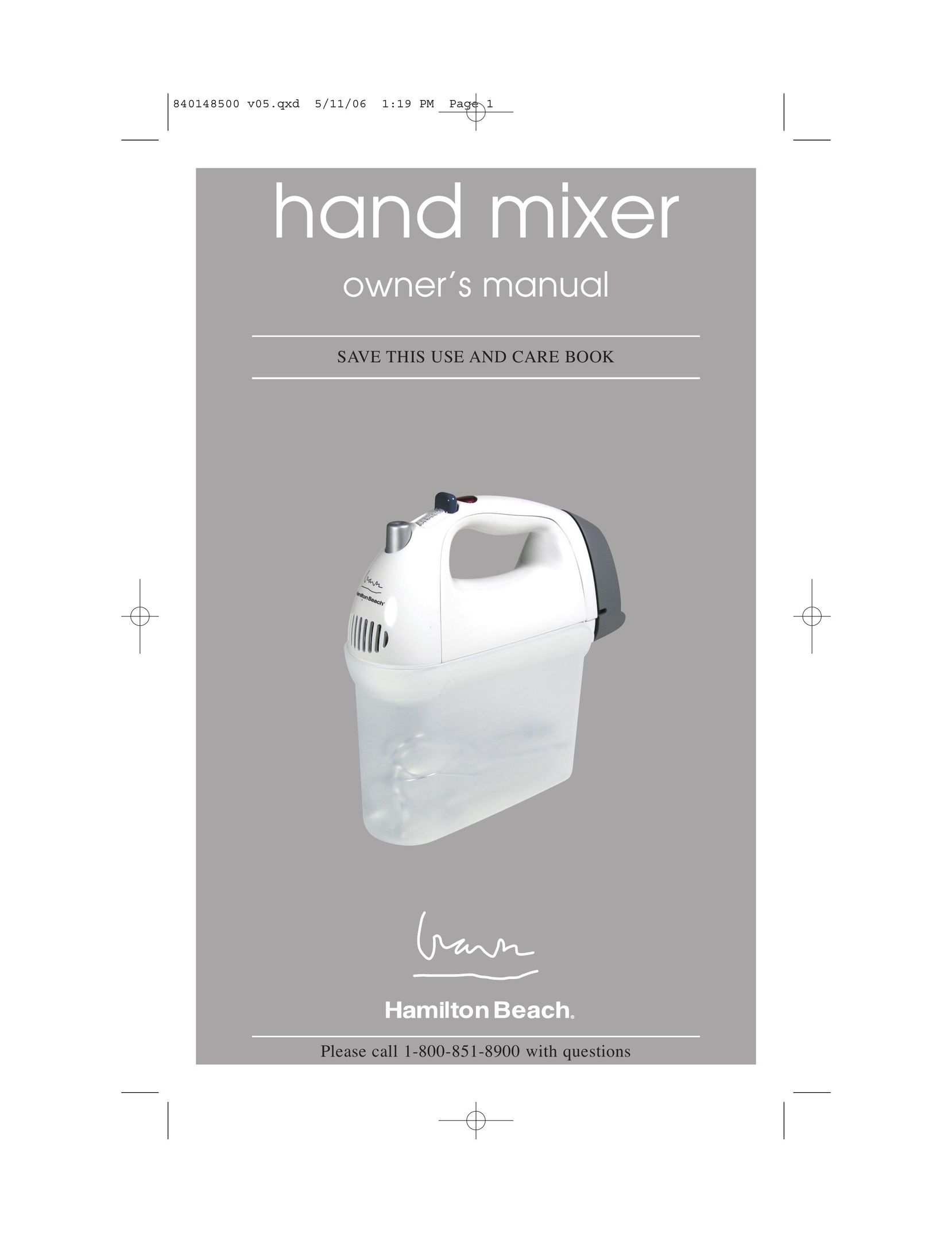 Hamilton Beach 840148500 Mixer User Manual