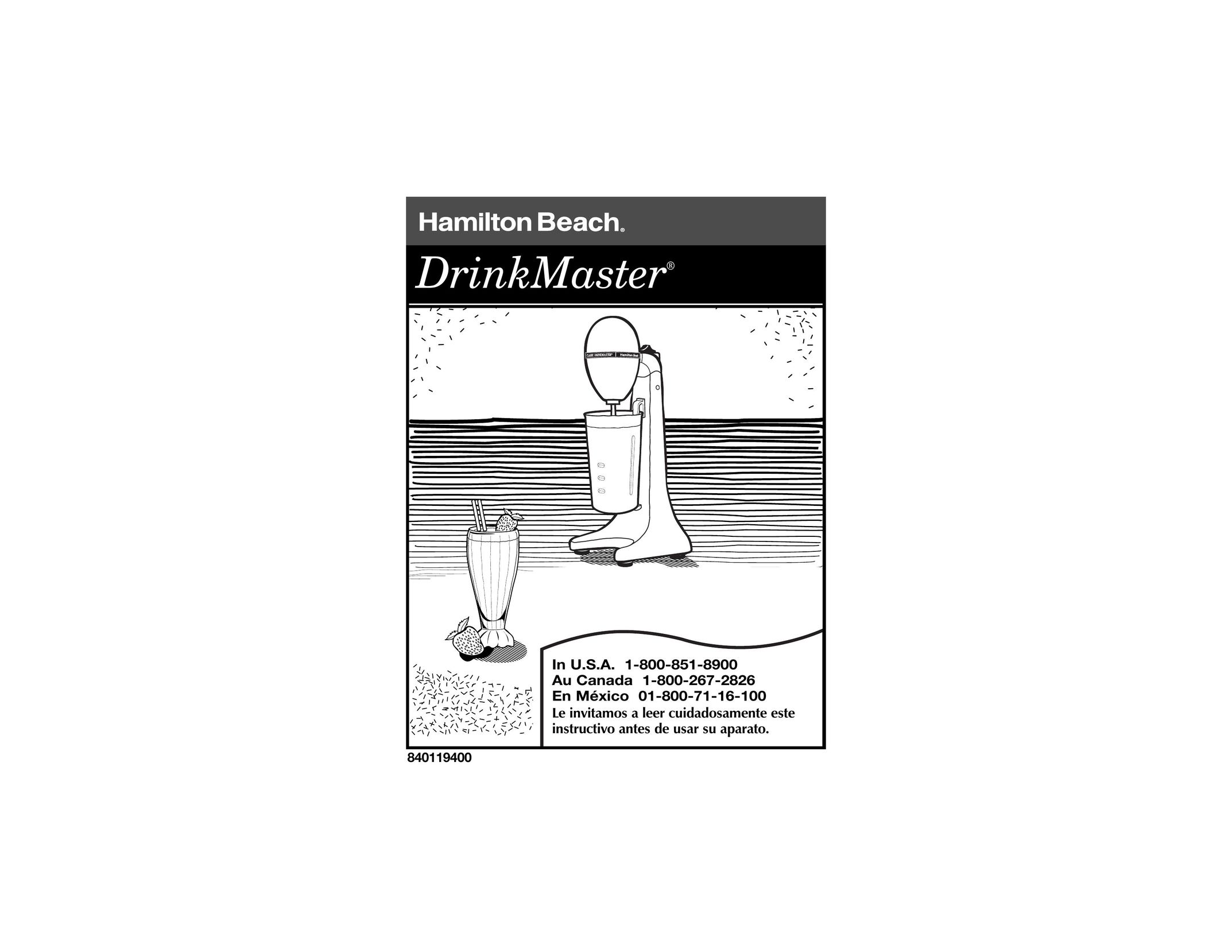 Hamilton Beach Drink Master Mixer User Manual