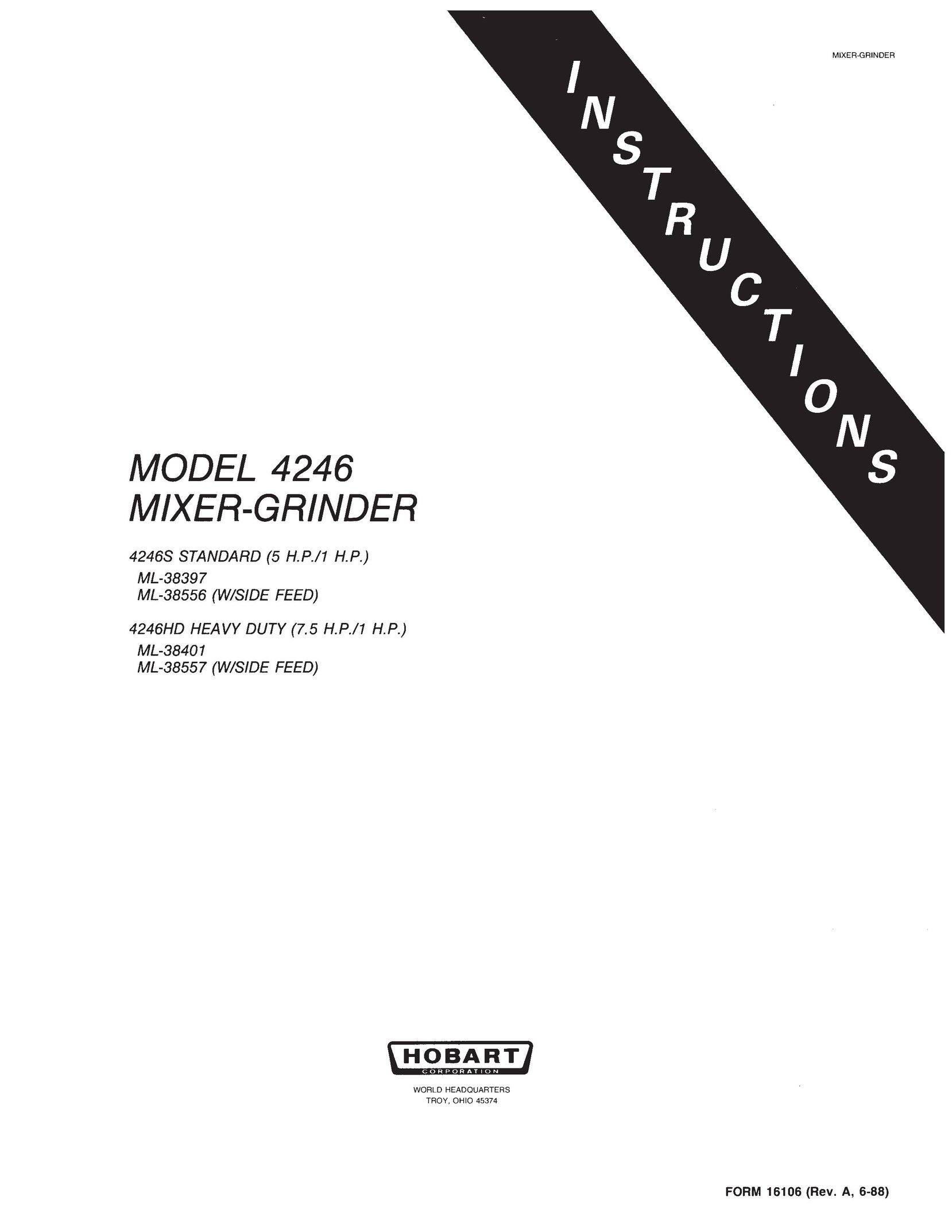 Hobart 4246 Mixer User Manual
