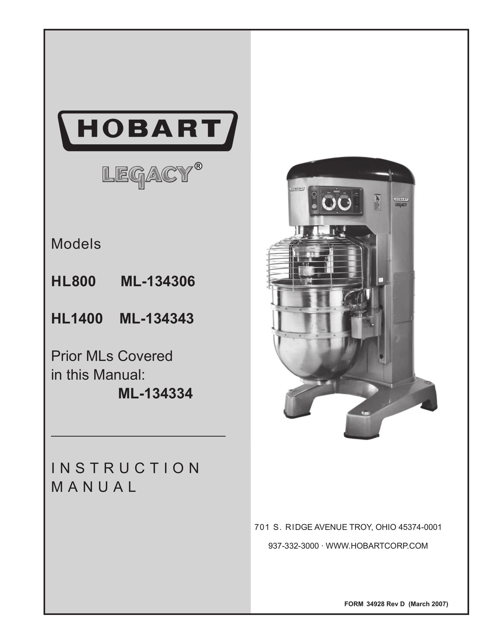 Hobart ML-134306 Mixer User Manual
