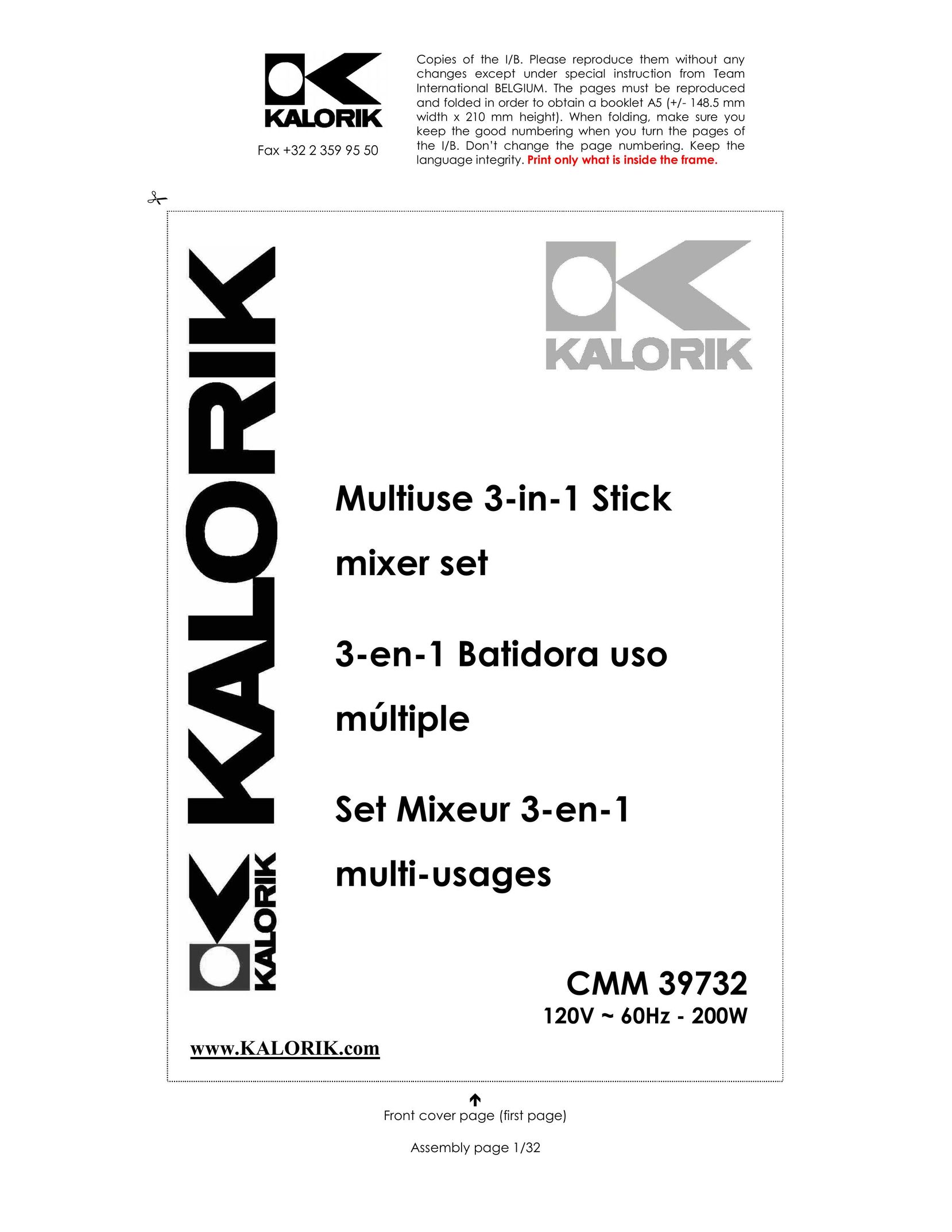 Kalorik CMM 39732 Mixer User Manual